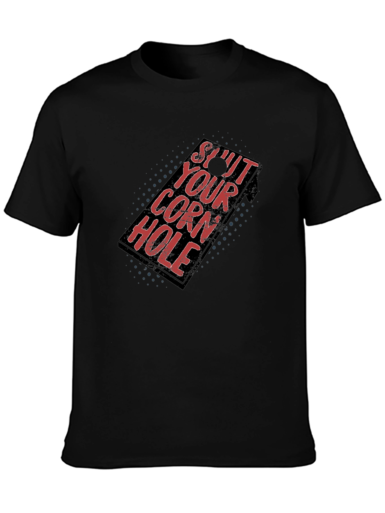 Black Cornhole Humor Graphic Tee - Shut Your Corn Hole view 3