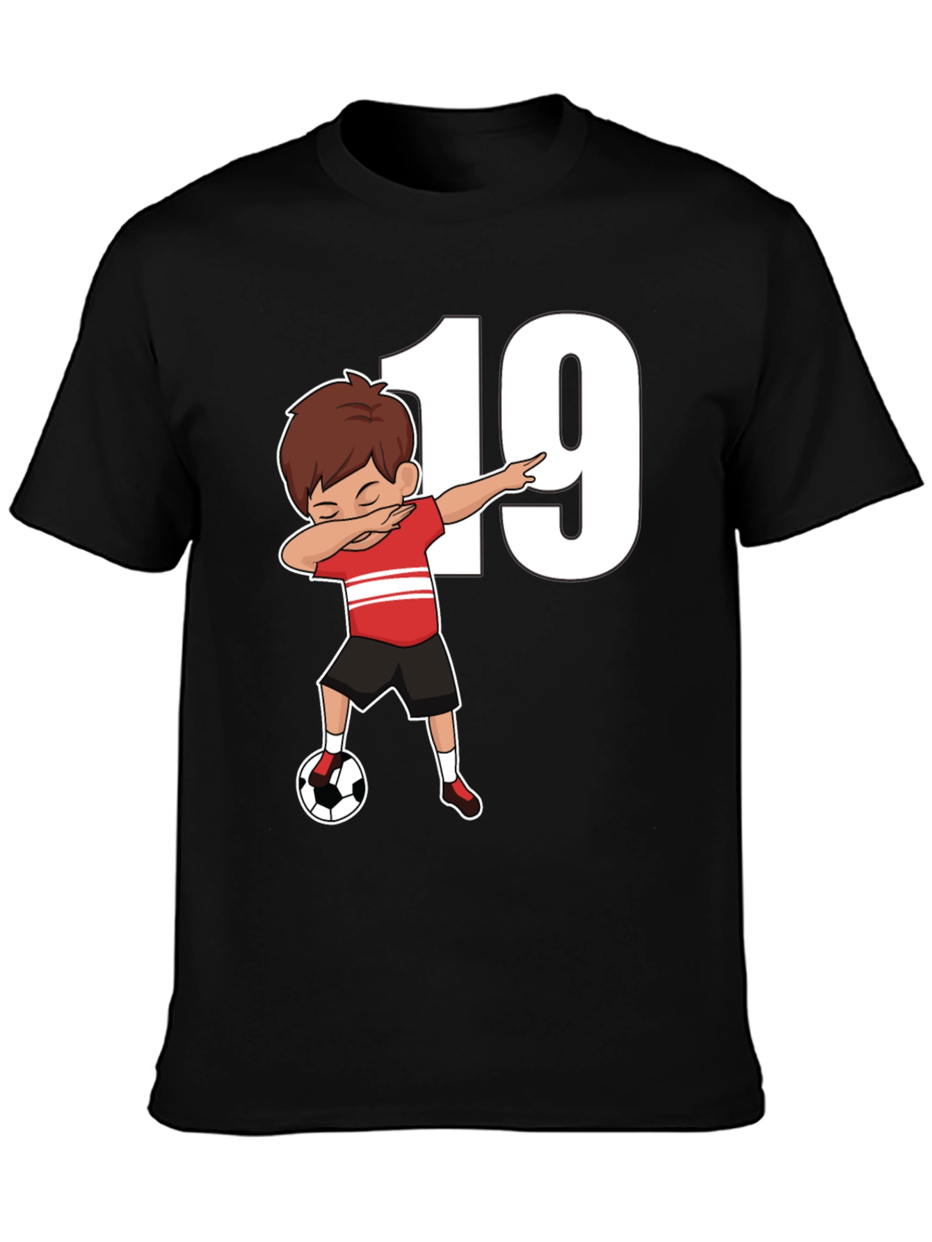 Black Soccer Dab Boy 19 T-Shirt view 3