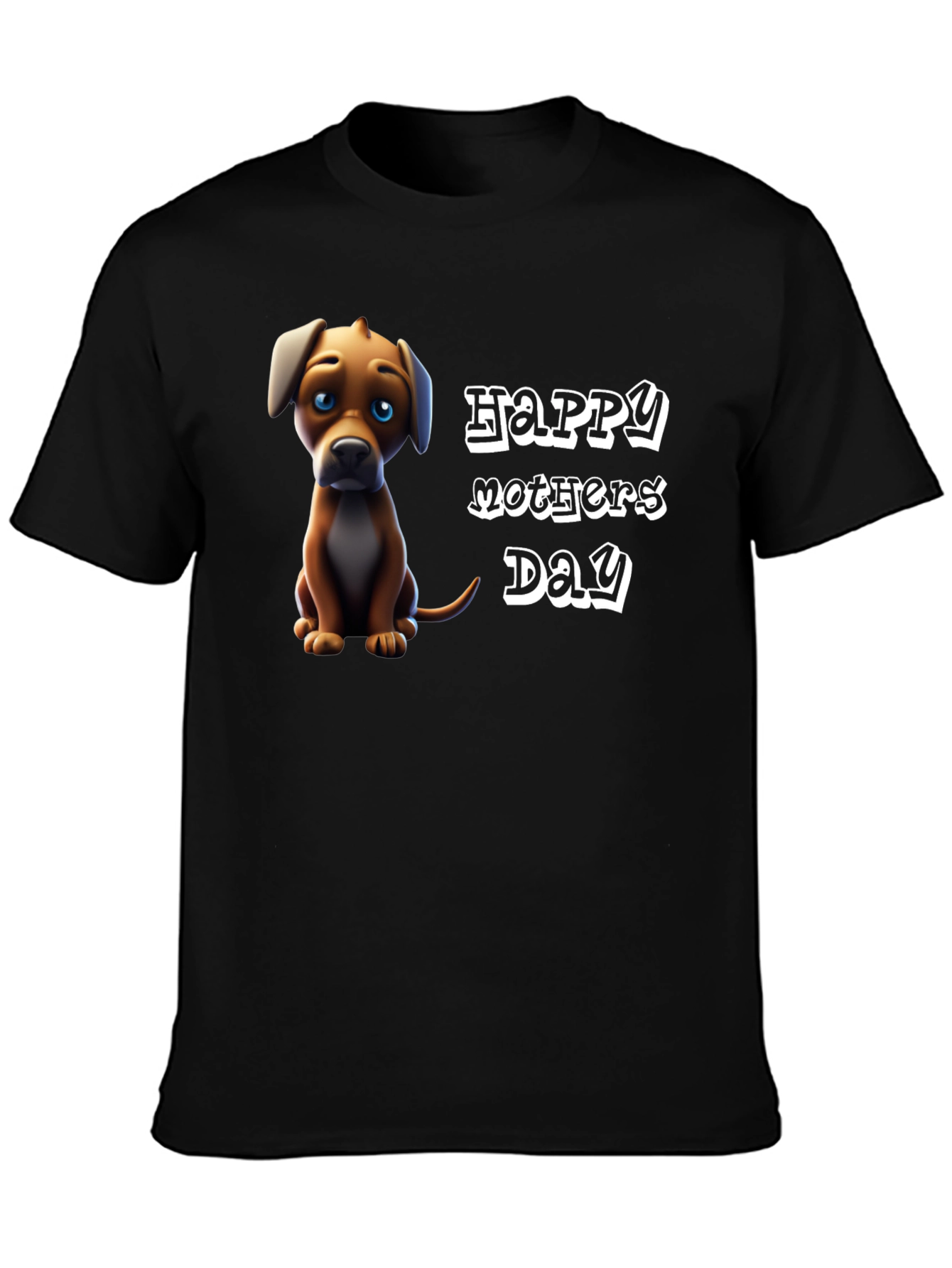 Black Happy Mother's Day Dog Graphic T-Shirt view 3