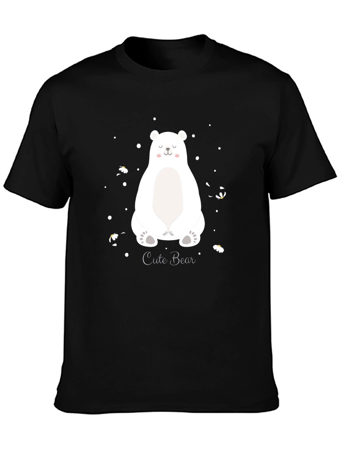 Black Cute Bear Graphic Print Men's Black T-Shirt view 3
