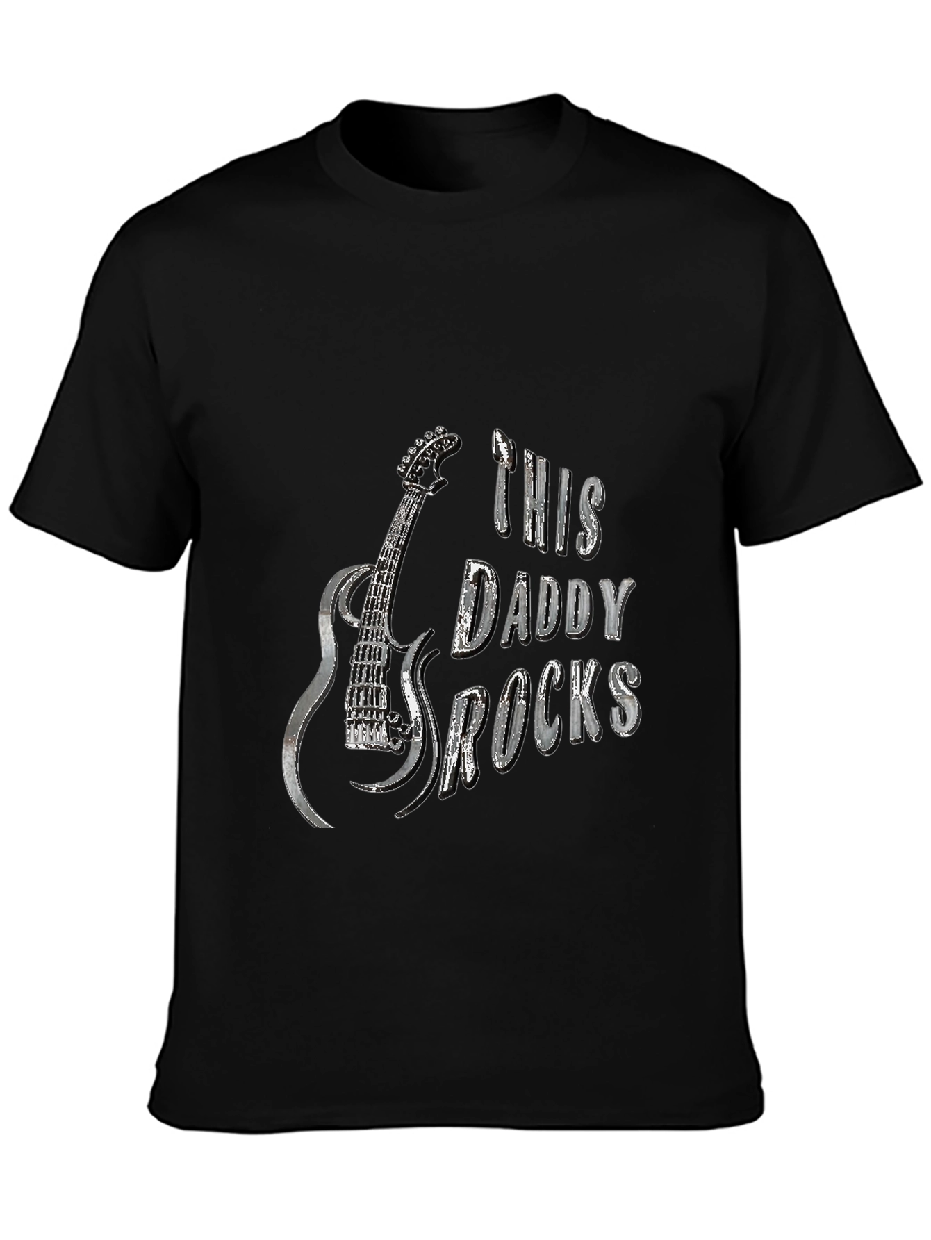 Black This Daddy Rocks T-Shirt - Guitar Graphic Tee view 3