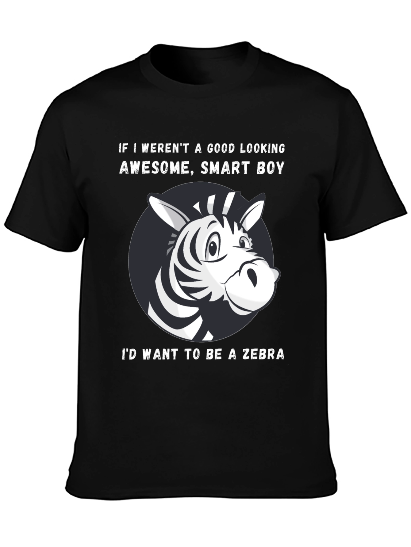 Black Funny Zebra Graphic T-Shirt view 3