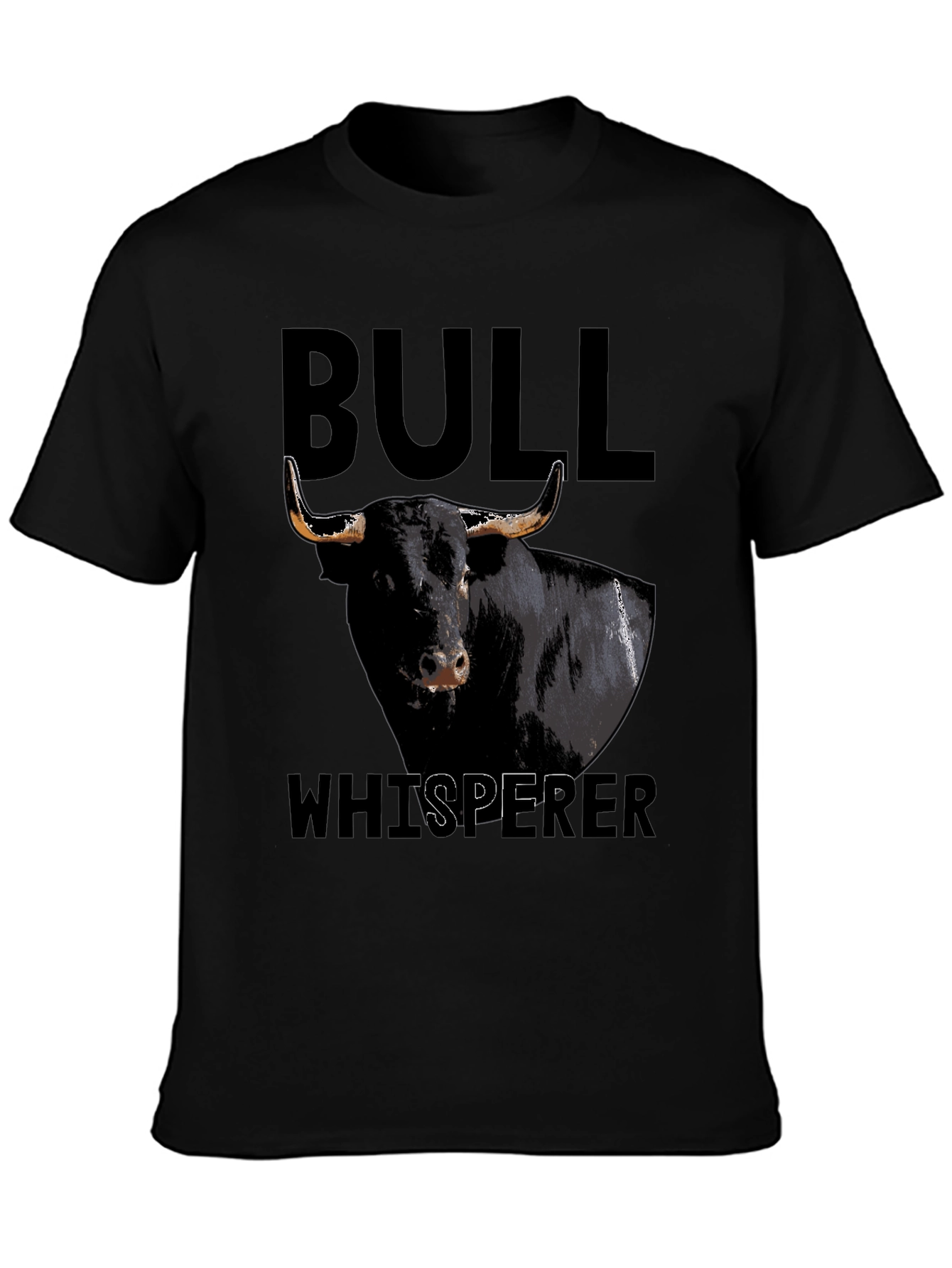 Black Bull Whisperer Graphic Tee - Black Cotton T-Shirt view 3