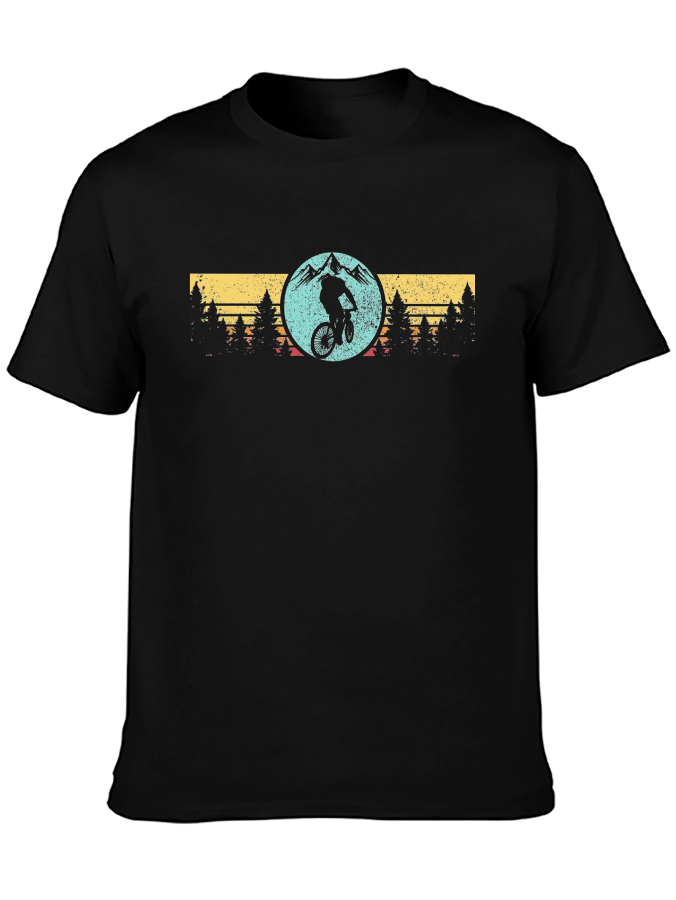 Black Mountain Biker Silhouette Graphic T-Shirt view 3