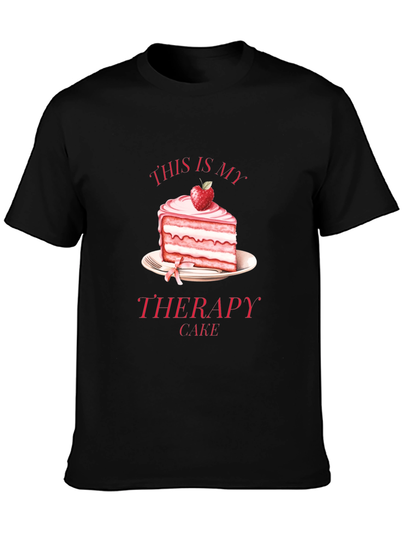 Black Therapy Cake T-Shirt - Funny Foodie Tee view 3