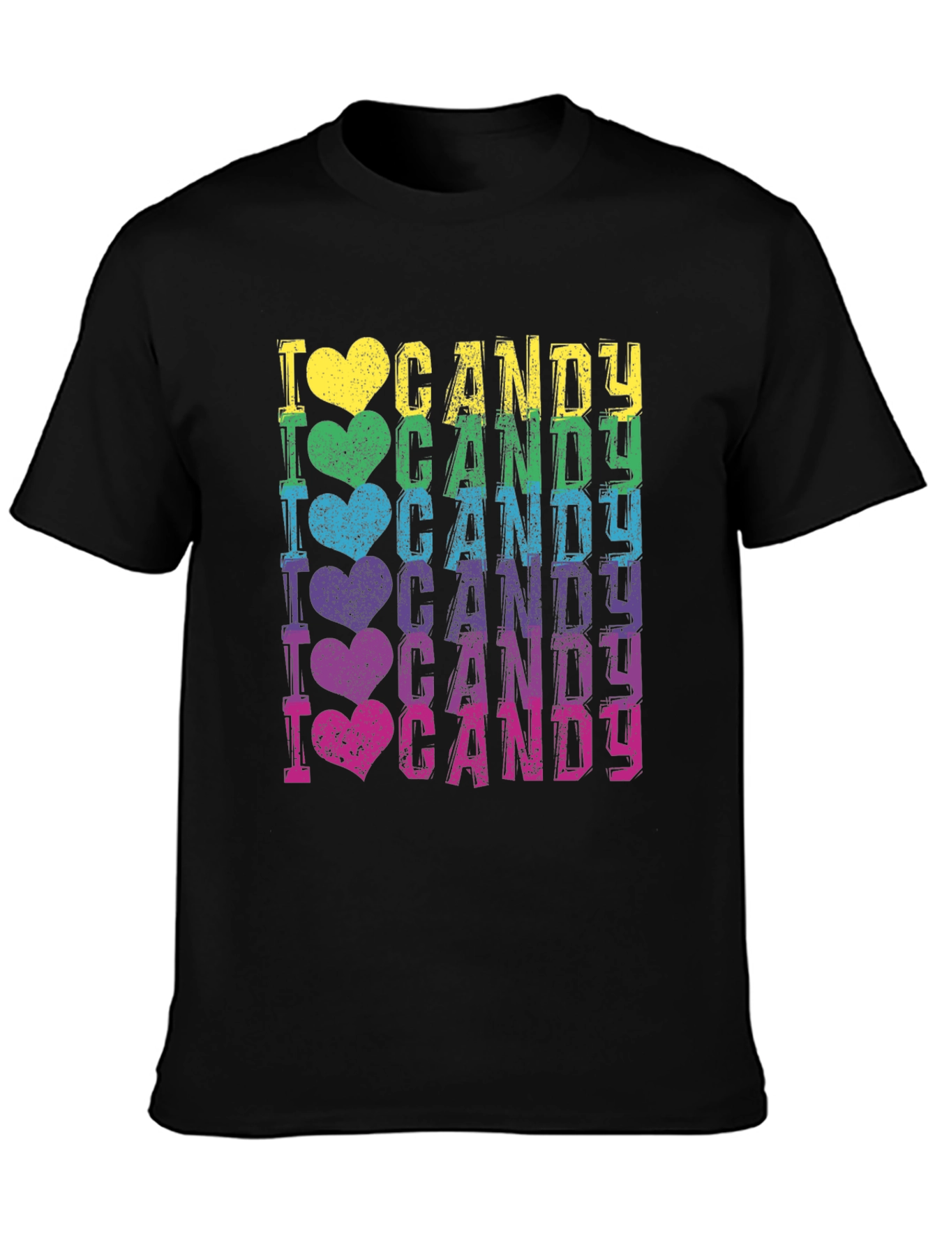 Black I Heart Candy Black T-Shirt - Rainbow Colors view 3