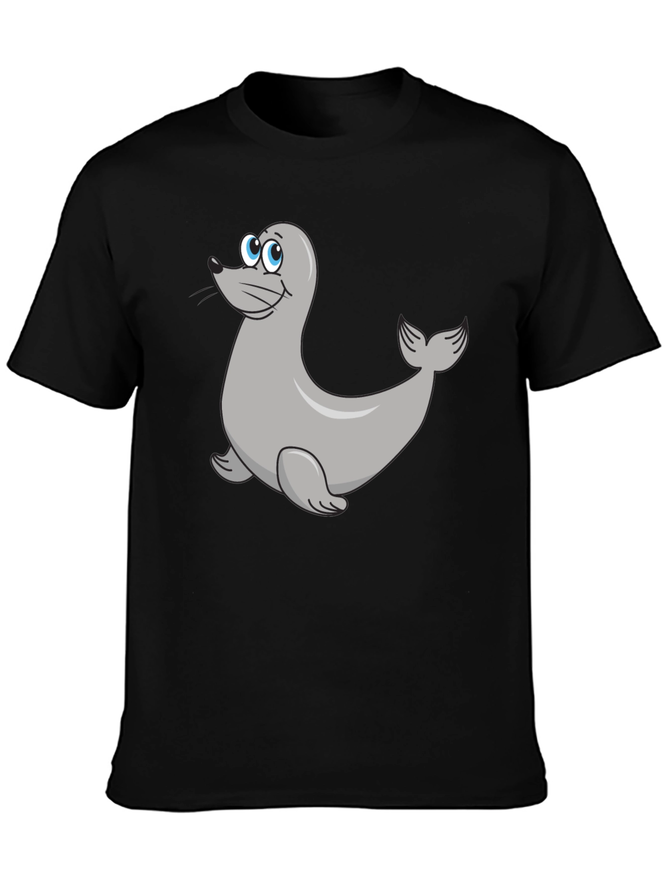 Black Seal Cartoon Black T-Shirt view 3