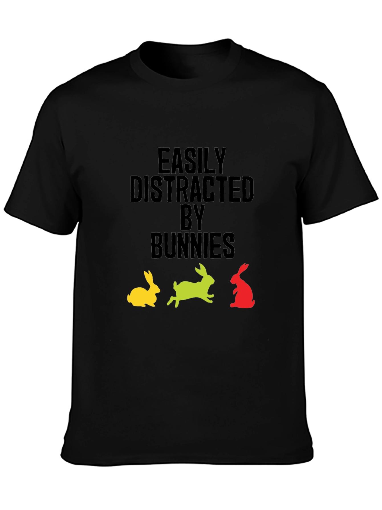 Black Easily Distracted By Bunnies Graphic T-Shirt view 3