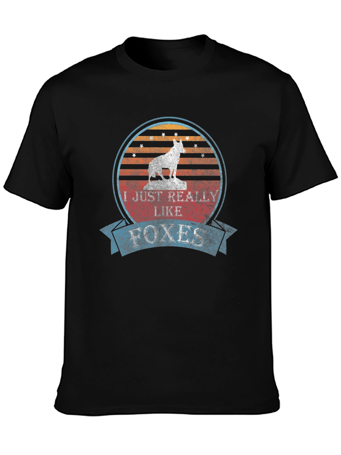 Black Fox Lover T-Shirt - Vintage Style Design view 3