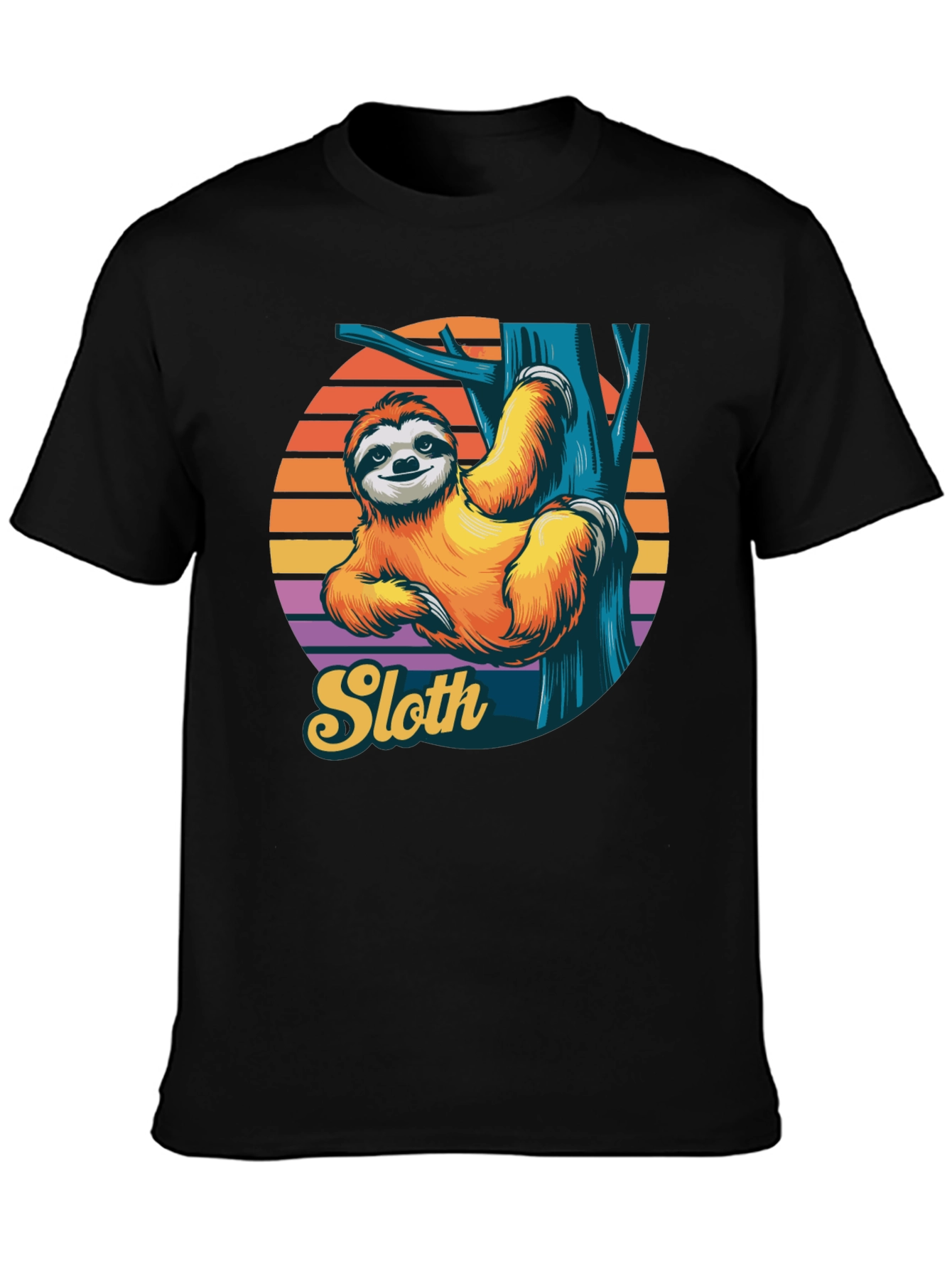 Black Sloth Graphic Tee - Relaxed Retro Style Shirt view 3