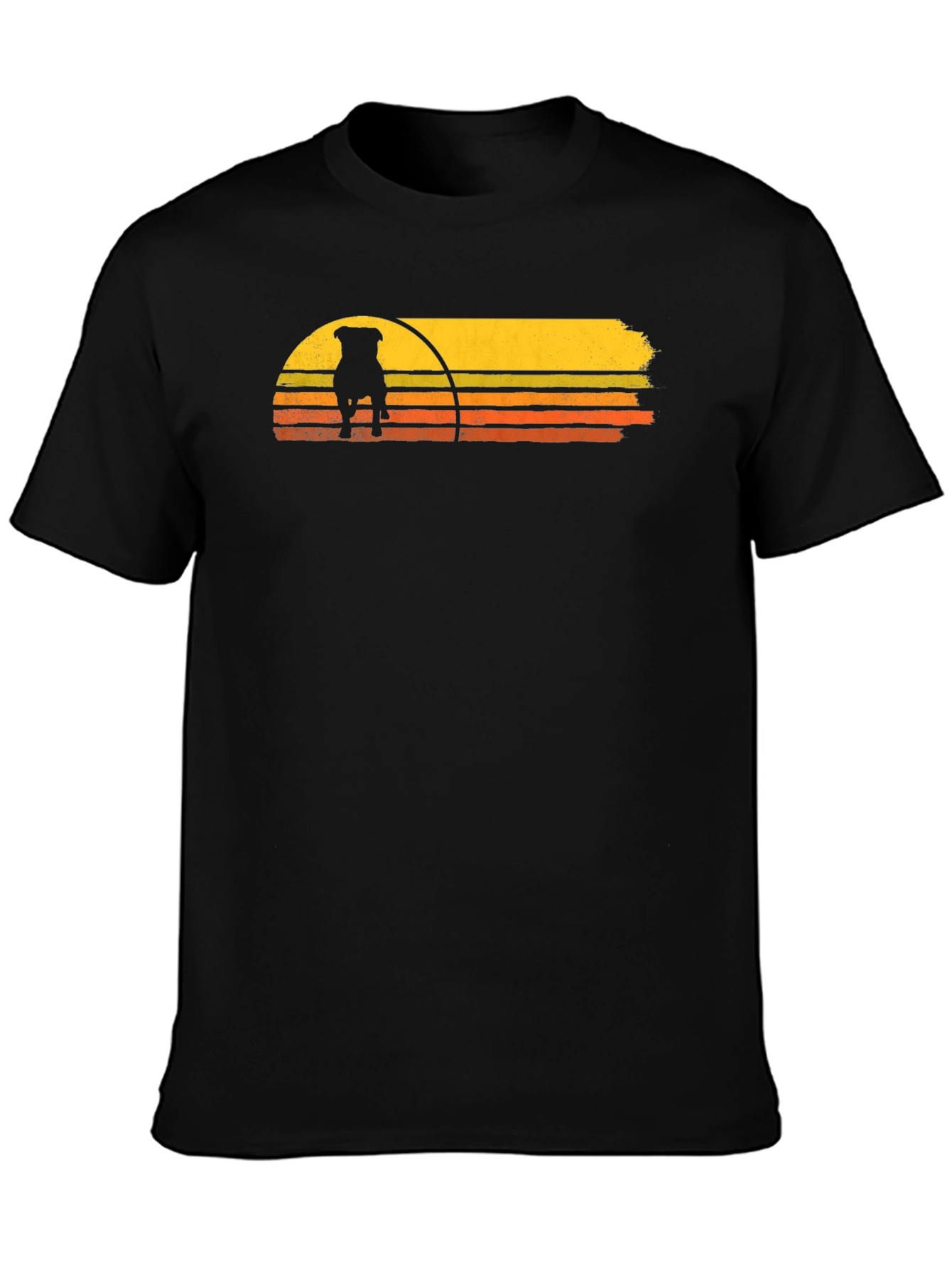 Black Retro Dog Sunset Graphic Tee - Black view 3