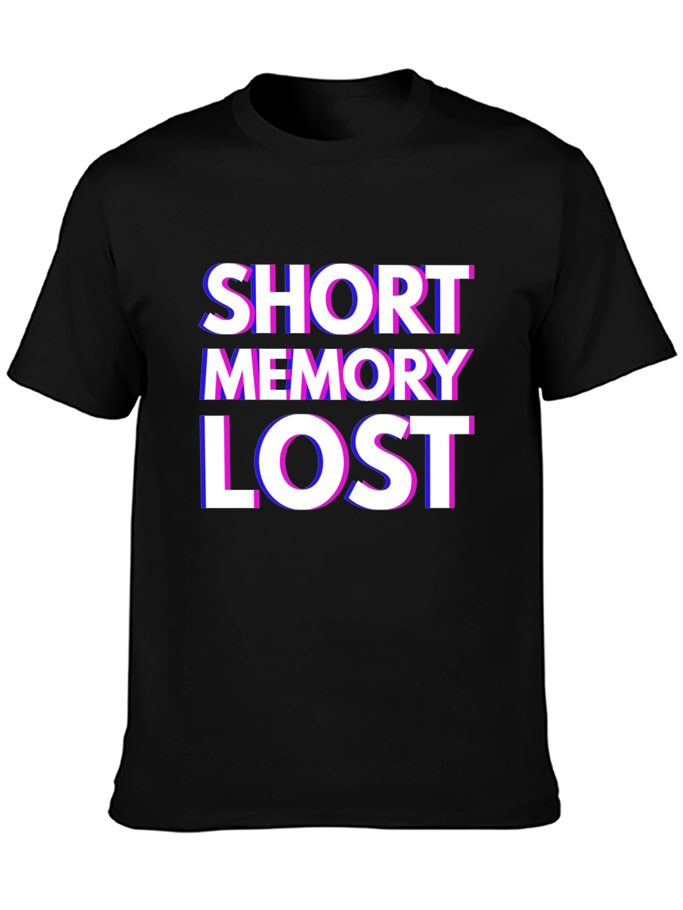 Black Short Memory Lost Graphic Tee - Novelty Humor T-Shirt view 3