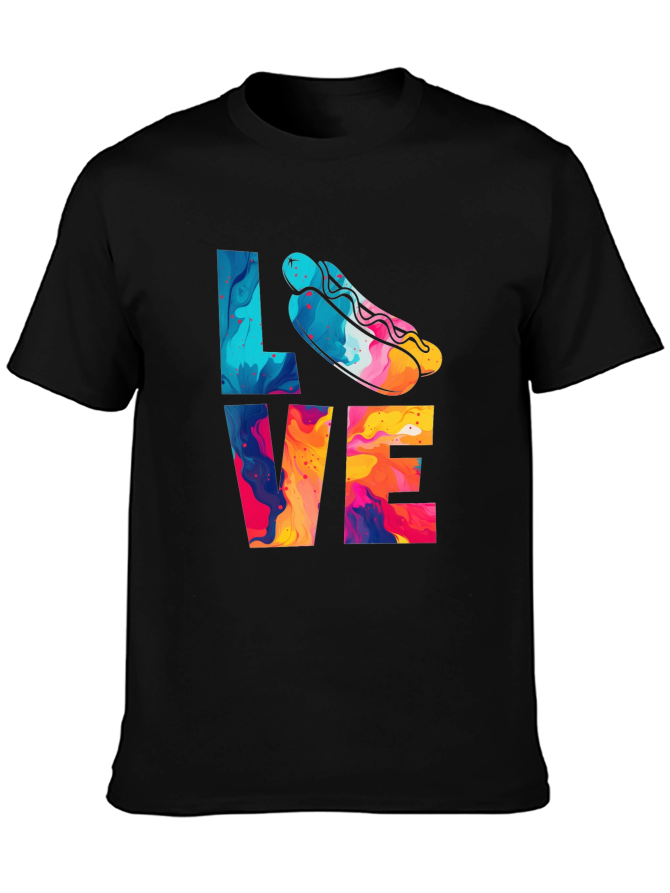 Black Love Hotdogs T-Shirt Fun Graphic Tee view 3