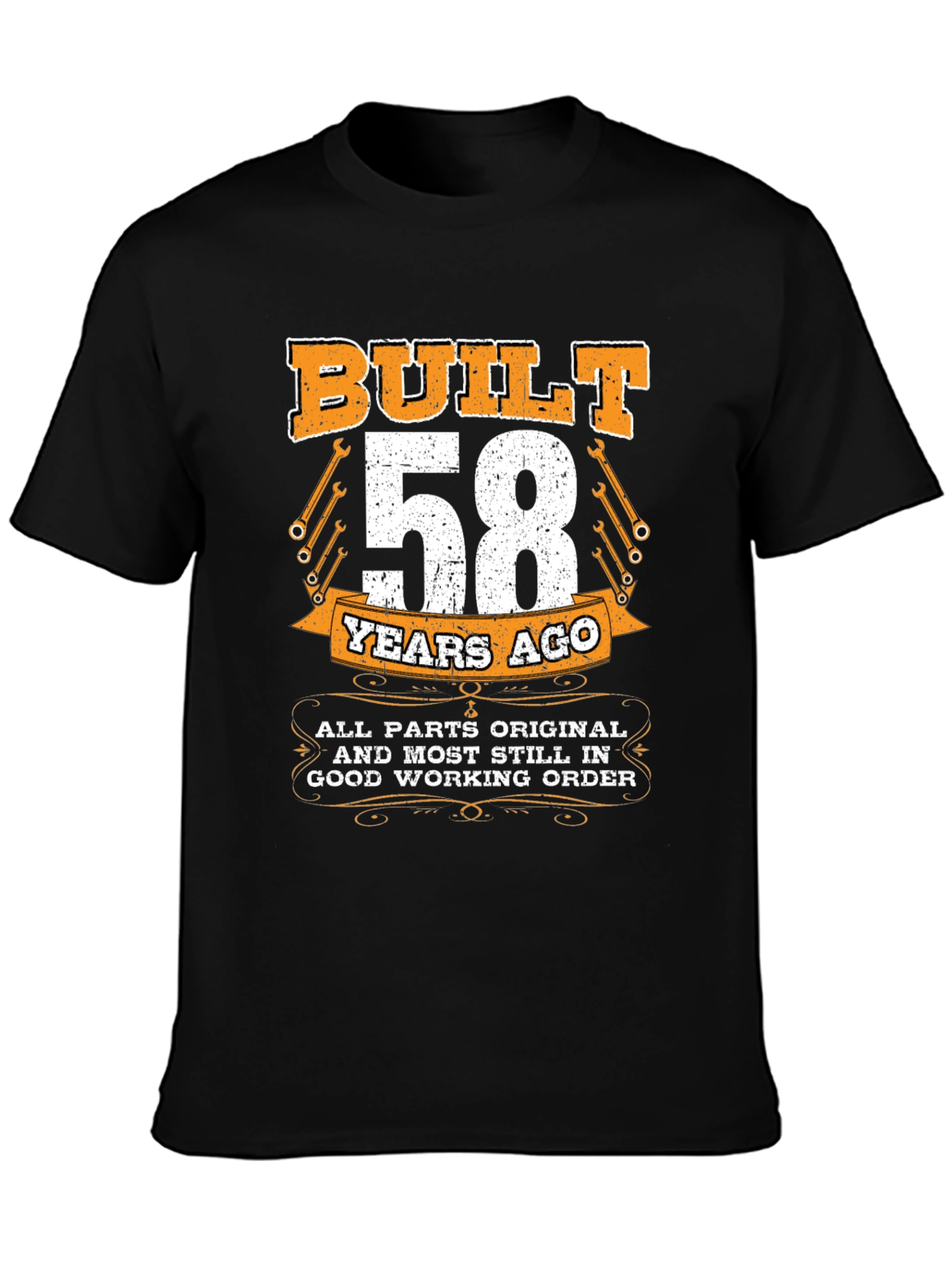 Black Built 58 Years Ago T-Shirt - All Original Parts view 3