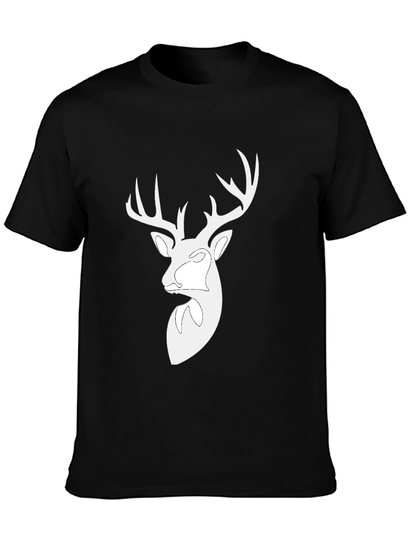 Black Deer Head Graphic Black T-Shirt view 3