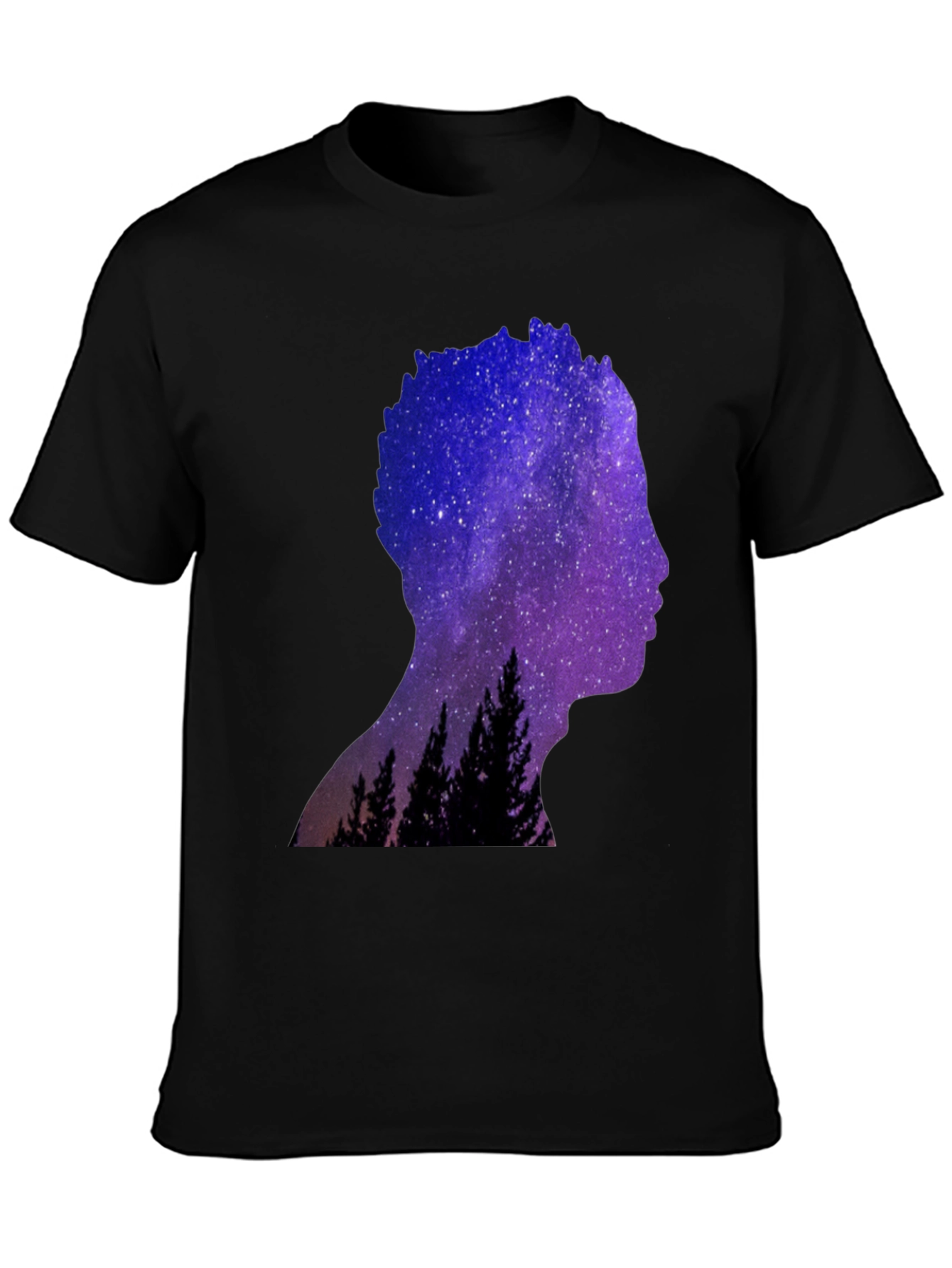 Black Galaxy Silhouette Graphic Tee - Men's Black T-Shirt view 3