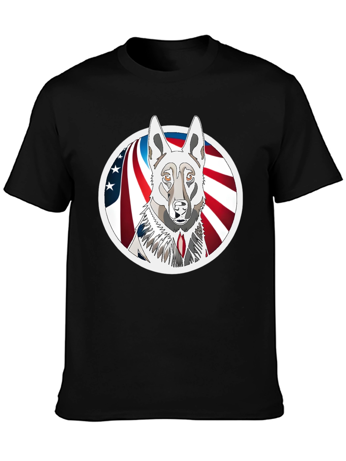 Black Patriotic Dog Graphic Tee - Unisex Black T-Shirt view 3