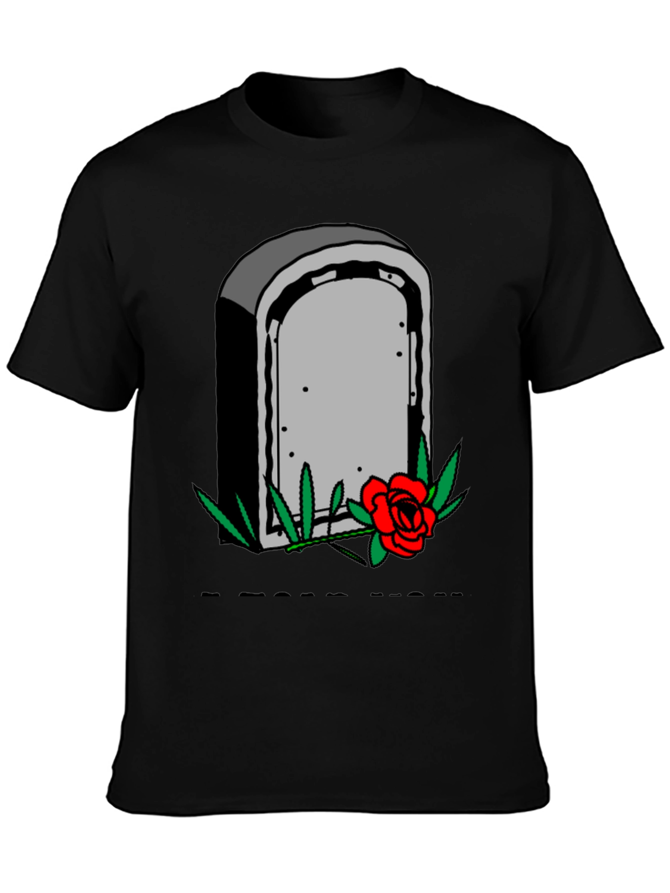 Black Grave & Rose Graphic T-Shirt - Edgy Casual Wear view 3
