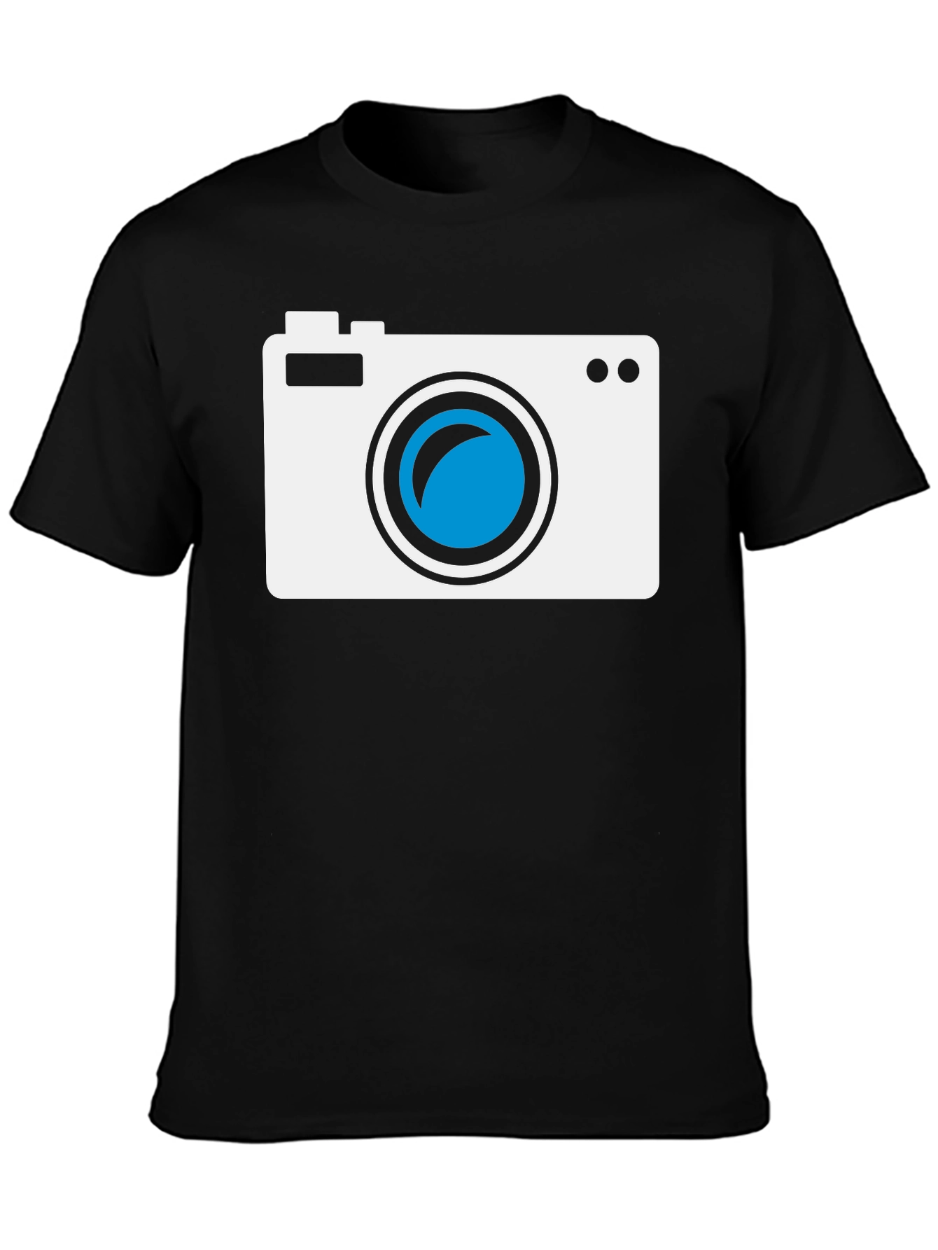 Black Camera Graphic Tee - Black Cotton T-Shirt view 3
