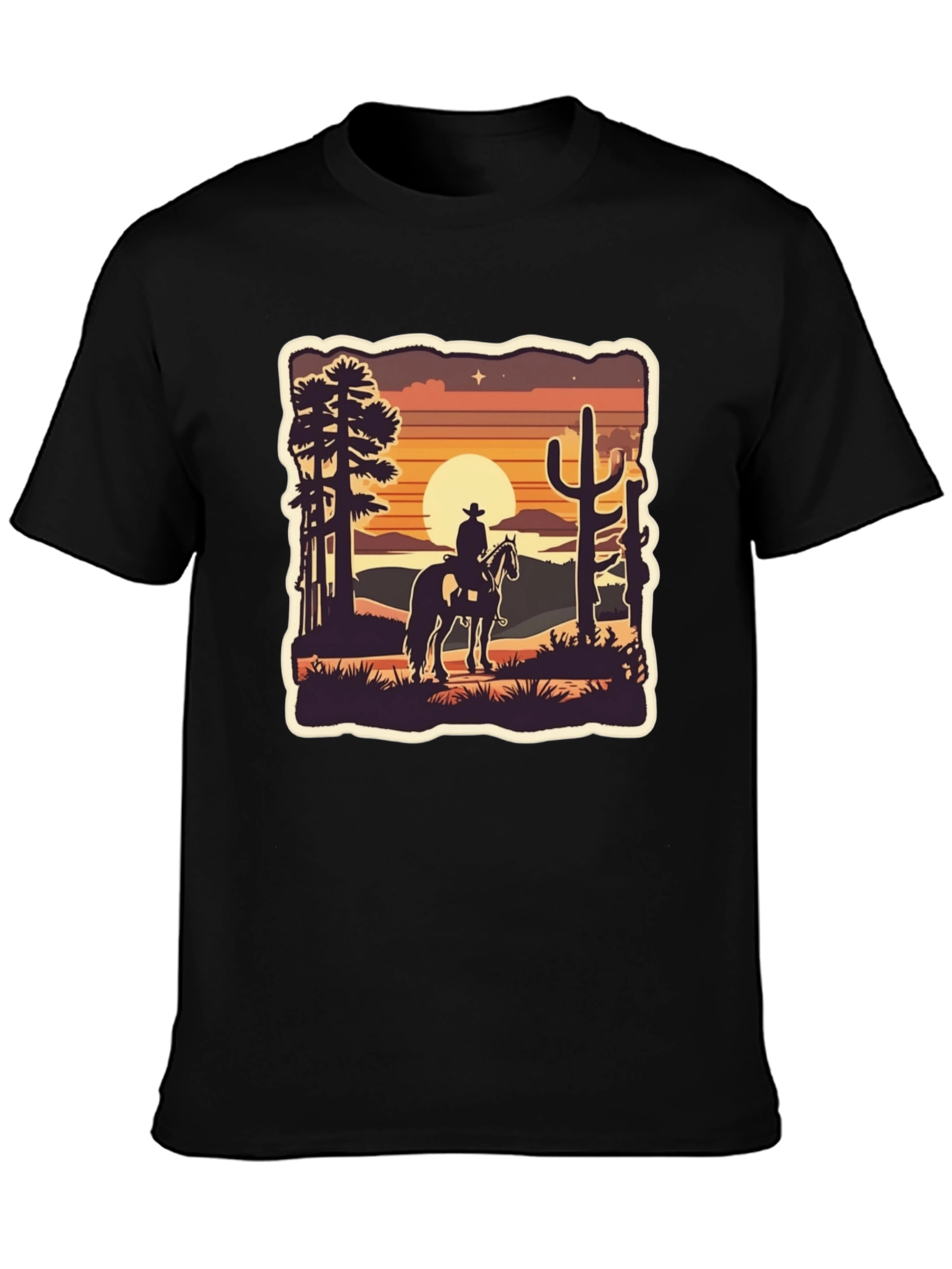 Black Western Cowboy Desert T-Shirt view 3