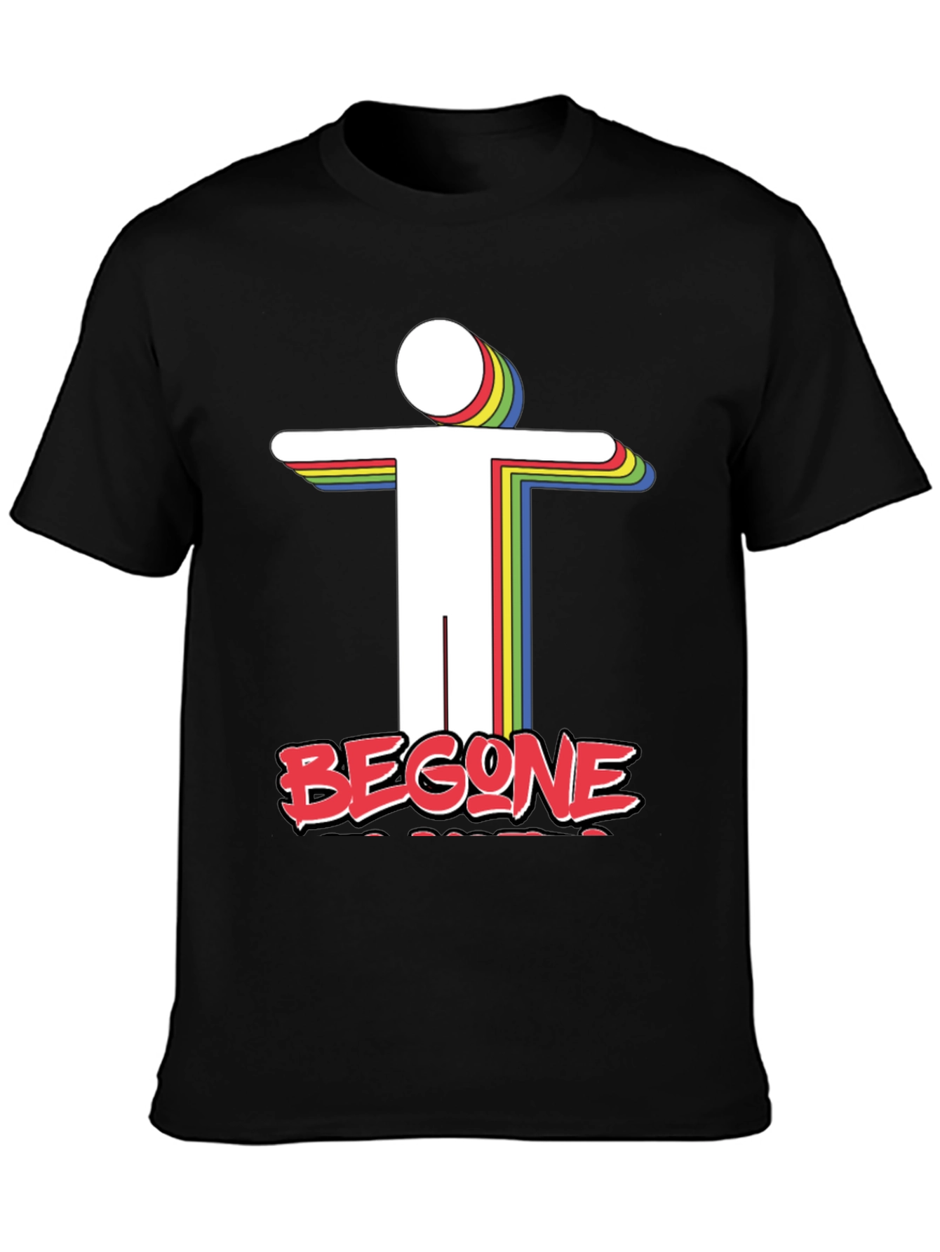 Black Retro 'Begone' Graphic Tee - Unique Design view 3