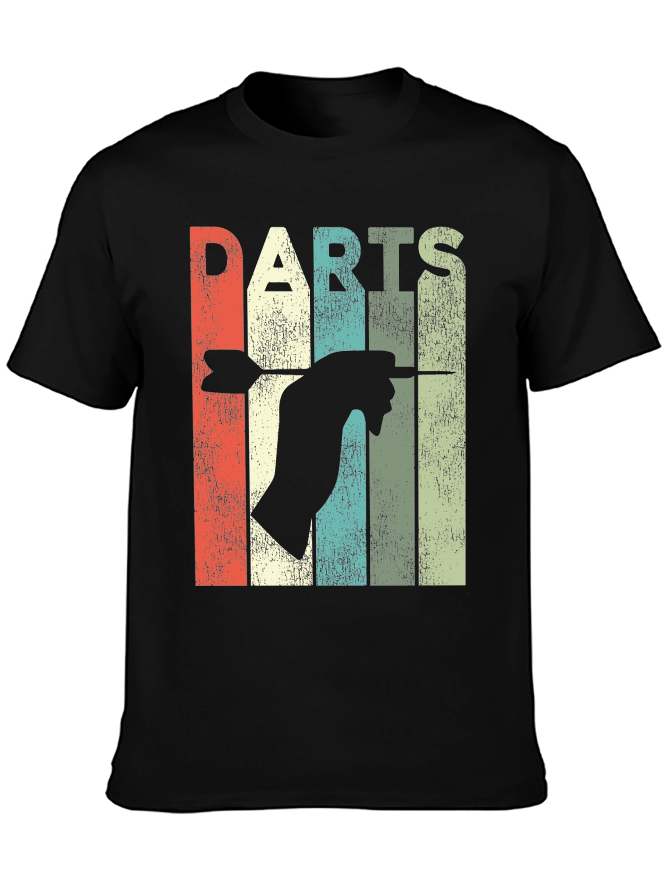 Black Vintage Darts T-Shirt - Retro Dart Throwing Design view 3