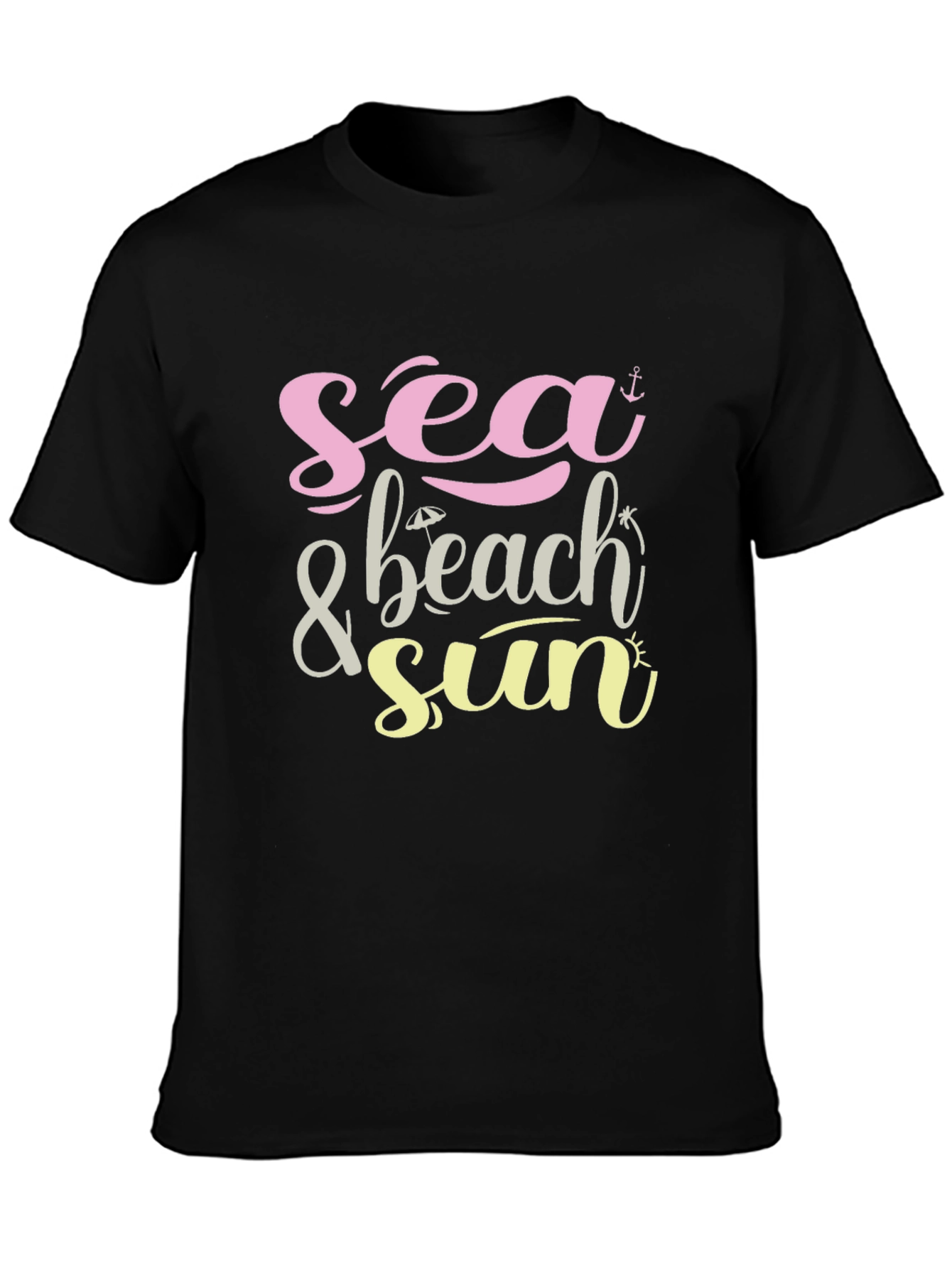 Black Sea & Beach Sun Graphic Black T-Shirt view 3