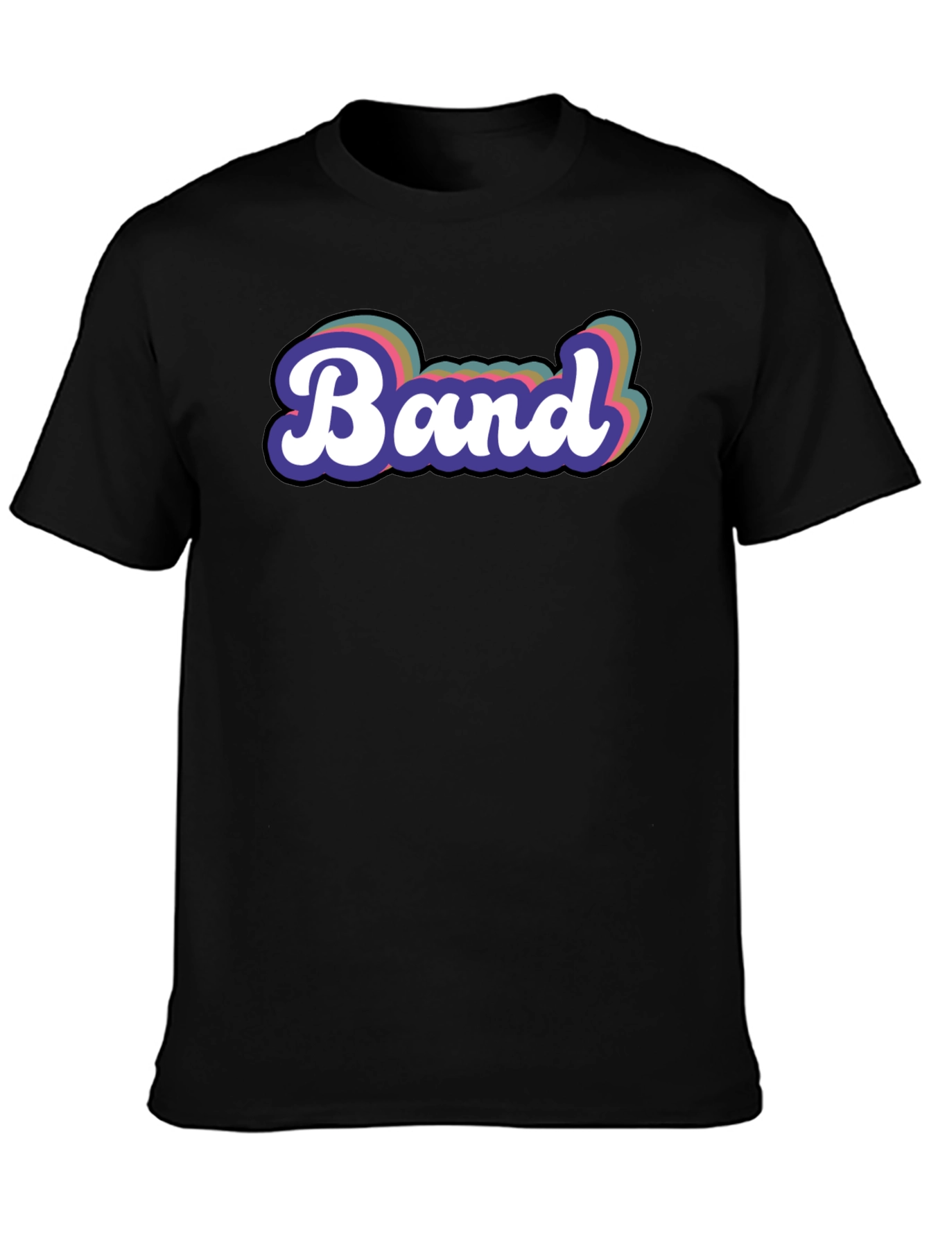 Black Retro "Band" Graphic Tee - Classic Style view 3
