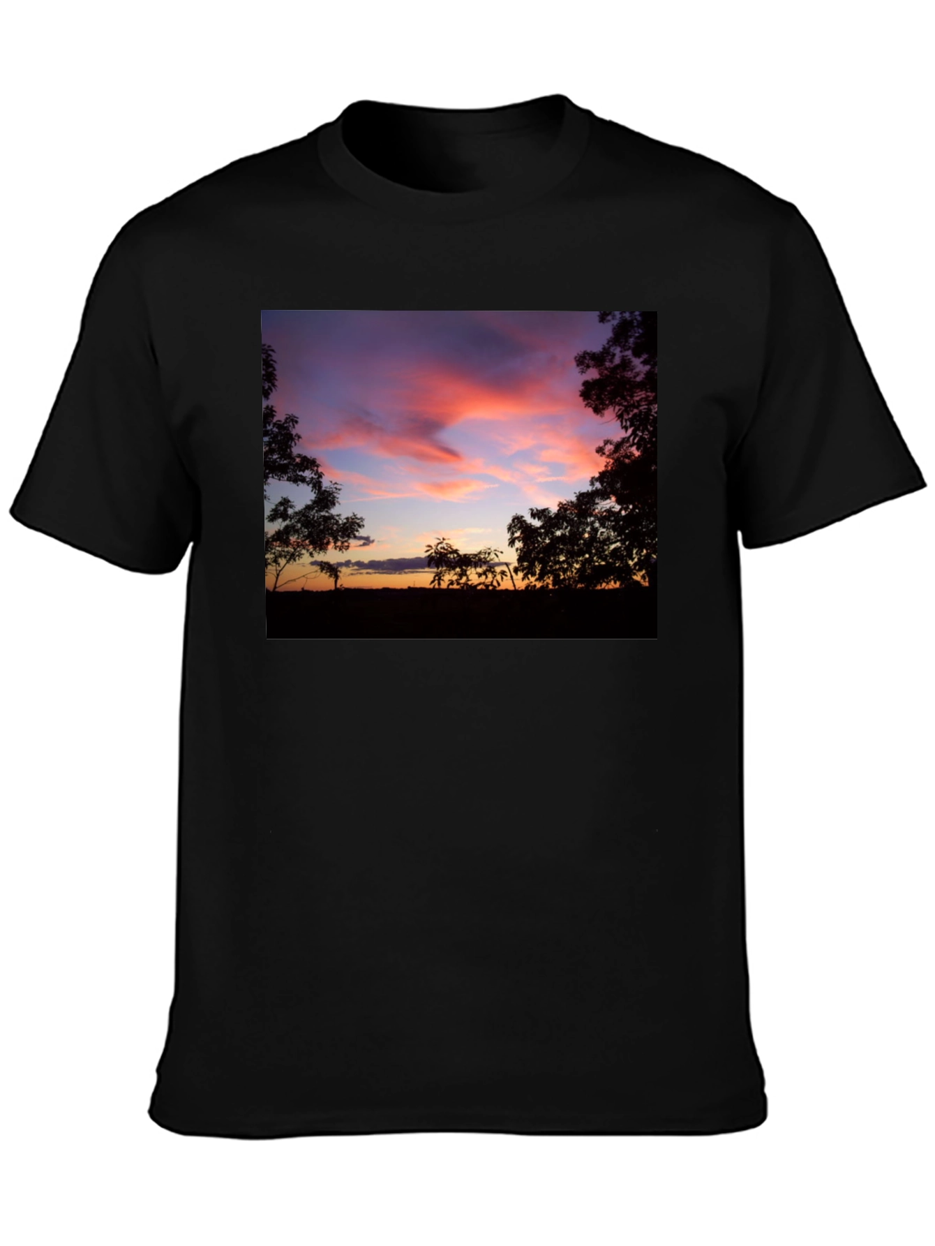 Black Sunset Silhouette Graphic Tee - Soft Cotton Blend view 3