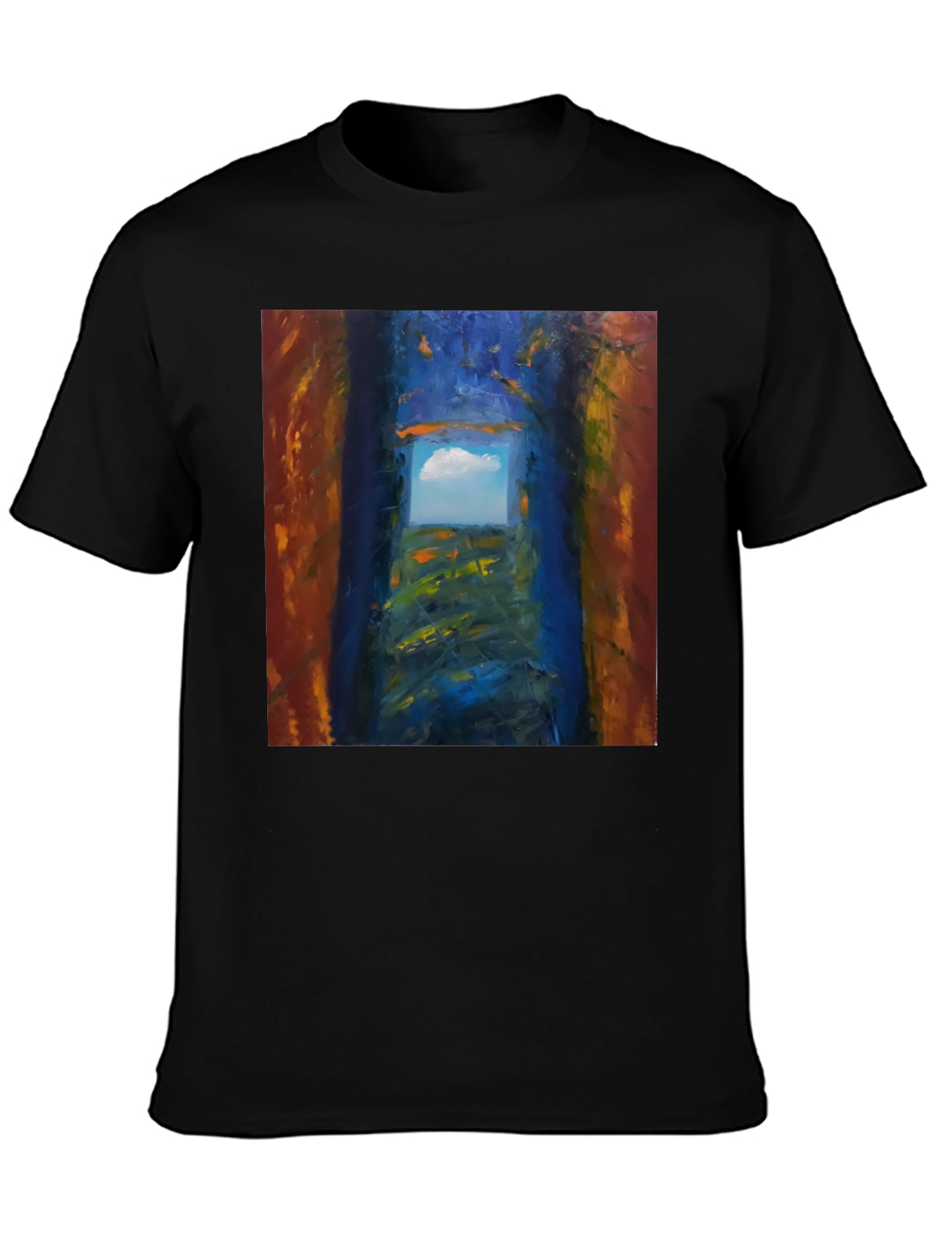 Black Abstract Art T-Shirt - Artistic Landscape Print view 3