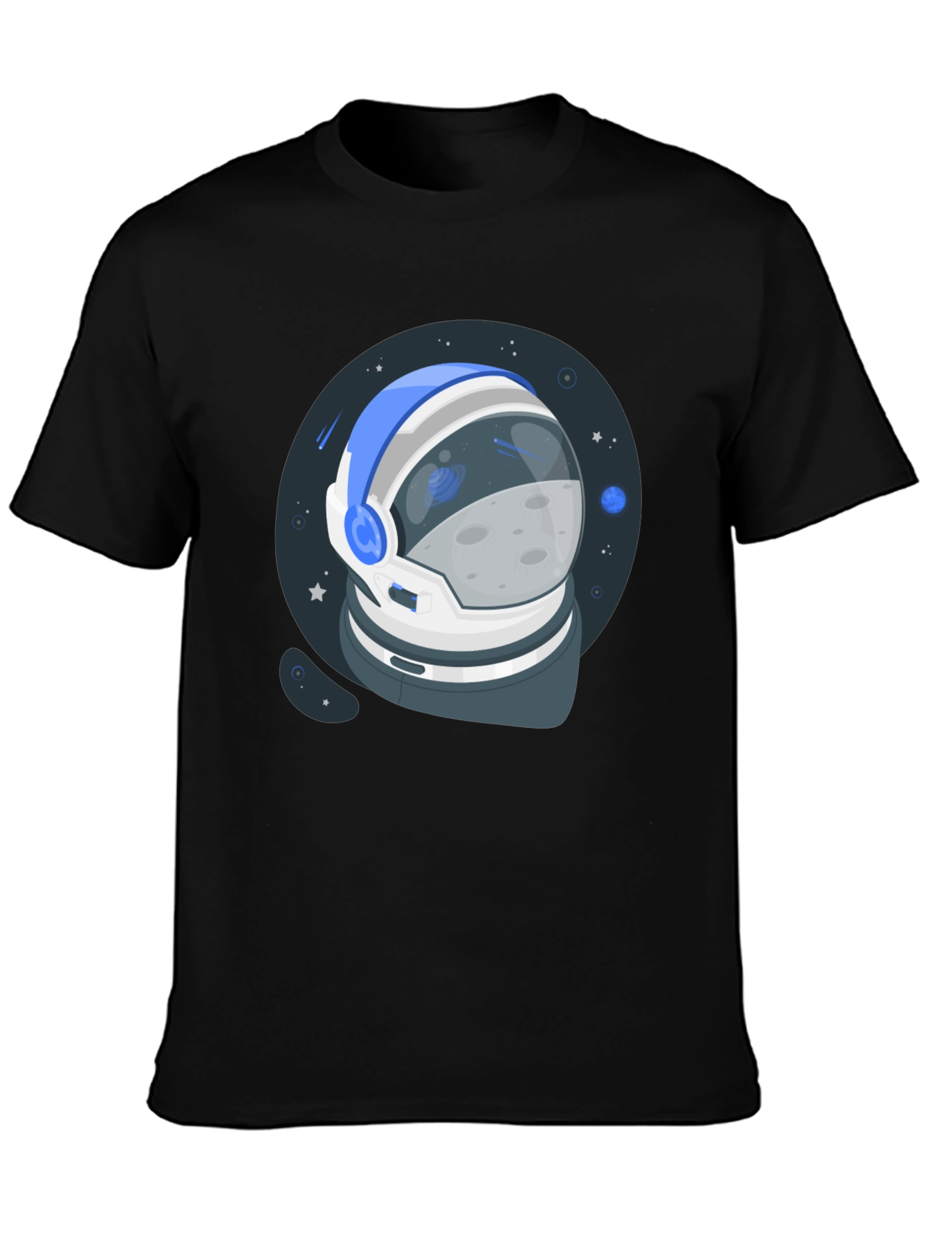 Black Astronaut Helmet Graphic Black T-Shirt view 3