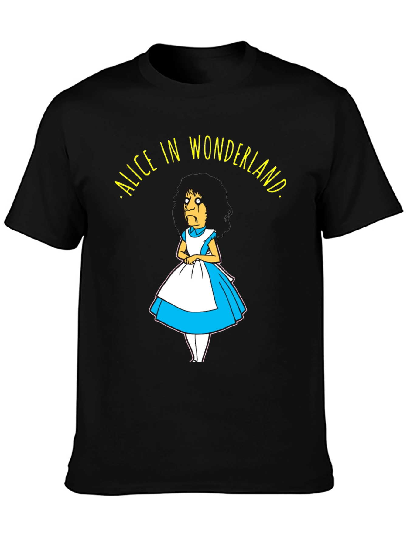 Black Alice in Wonderland Funny Graphic T-Shirt view 3