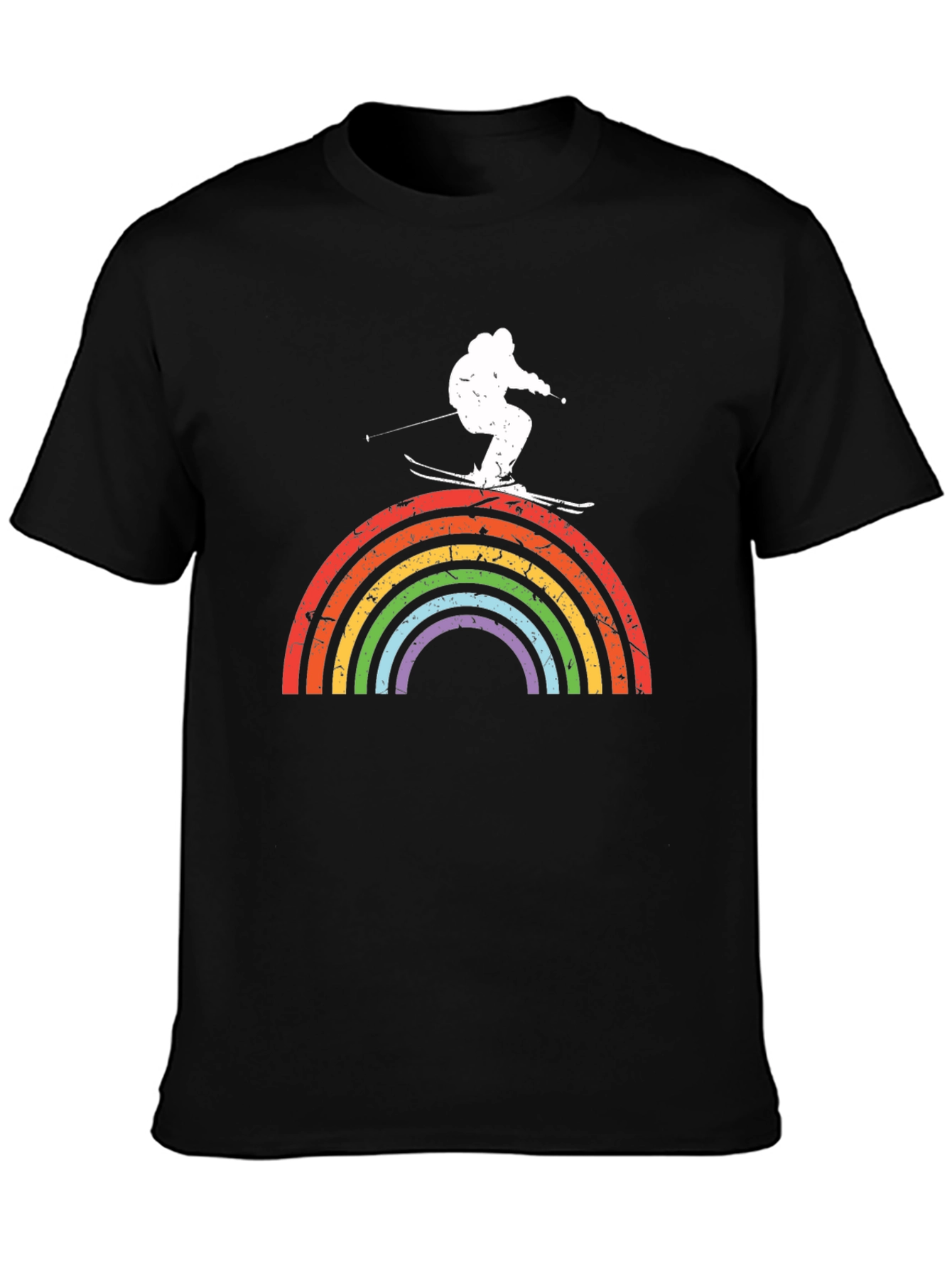 Black Rainbow Skiing T-Shirt view 3
