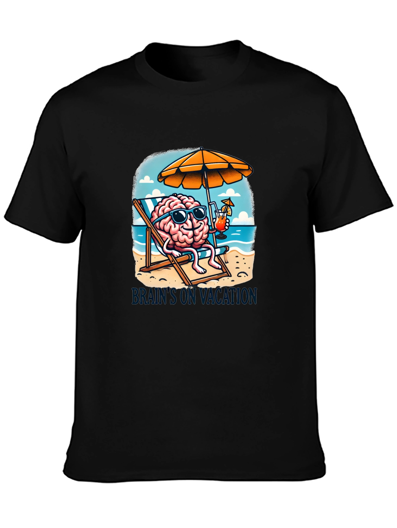 Black Brain on Vacation T-Shirt view 3