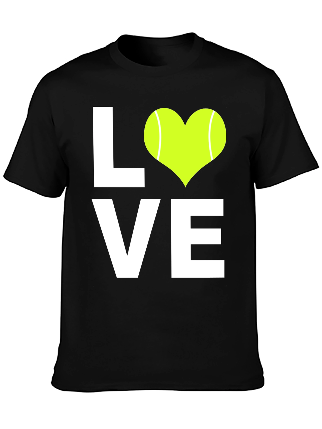 Black Tennis Love T-Shirt - Heart Shaped Ball view 3