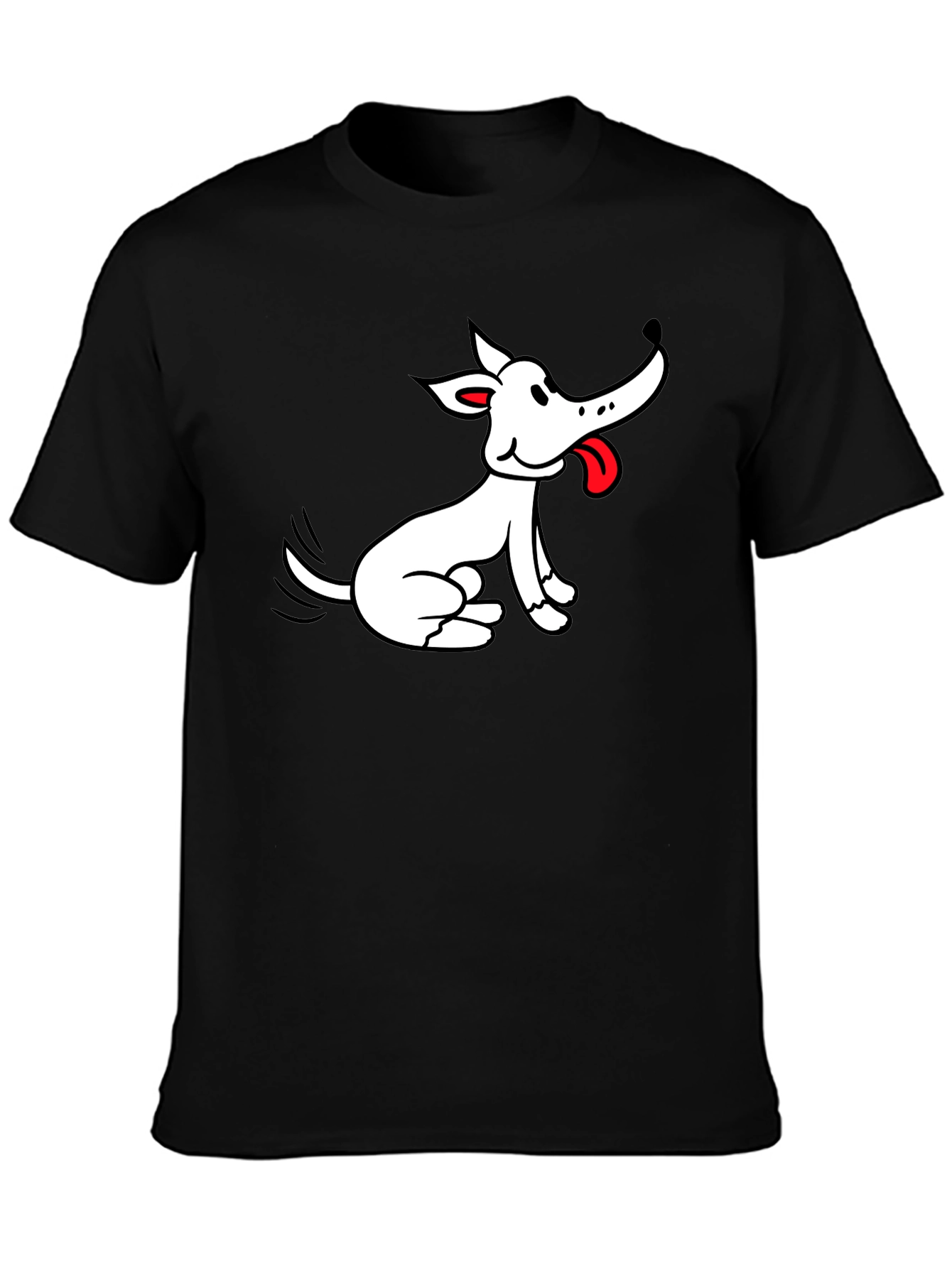 Black Cartoon Dog Graphic Black T-Shirt view 3