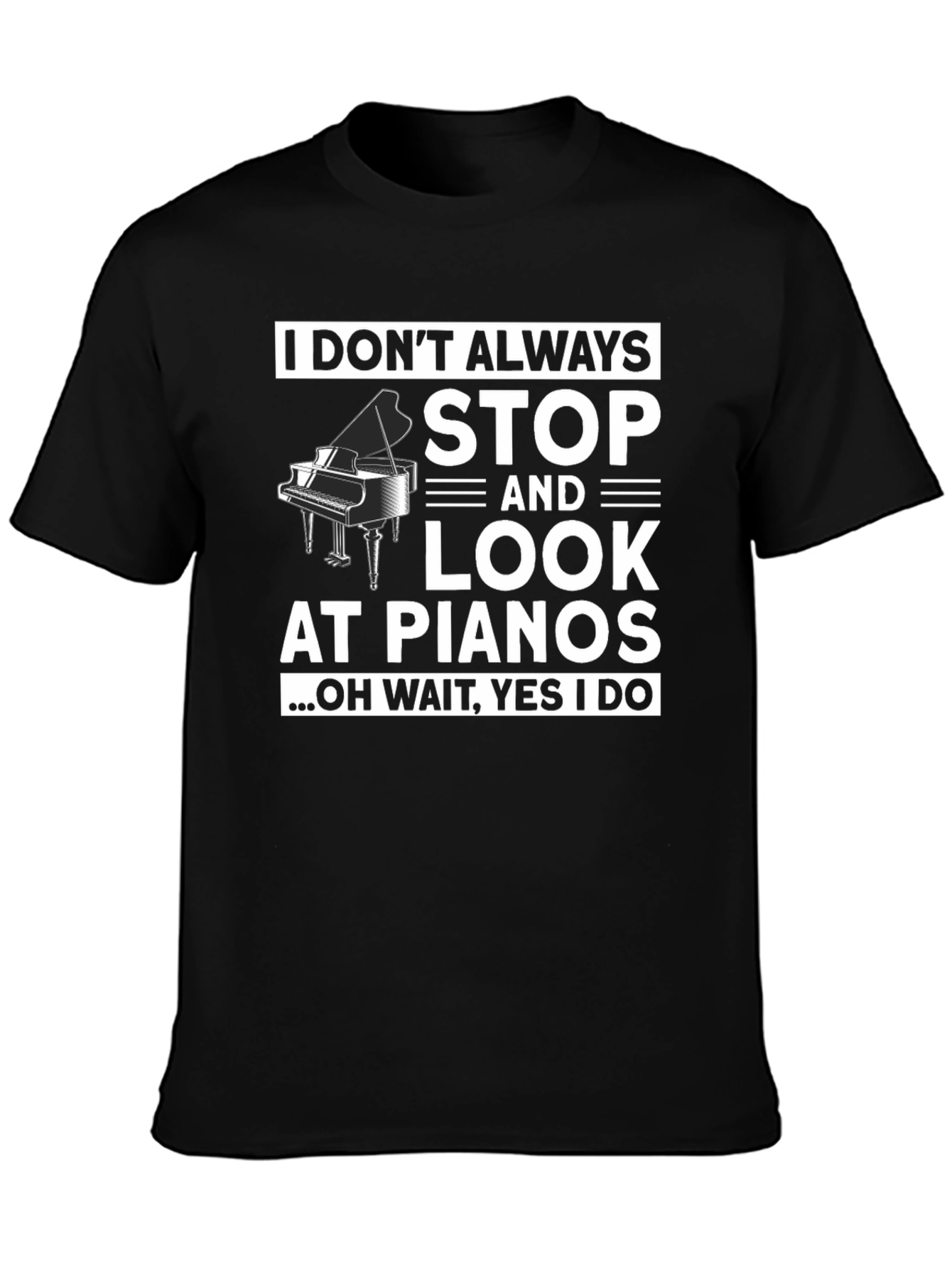 Black Funny Piano Lover T-Shirt view 3