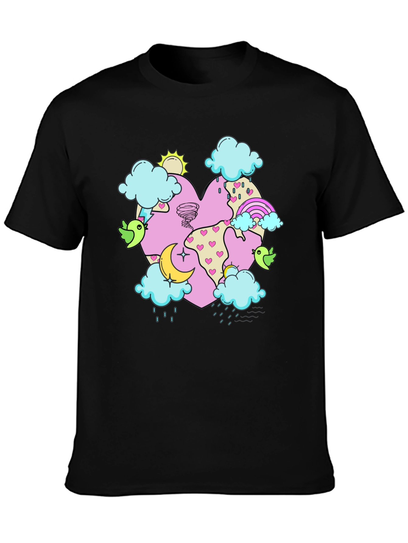 Black Weather Heart Graphic Tee - Unisex view 3