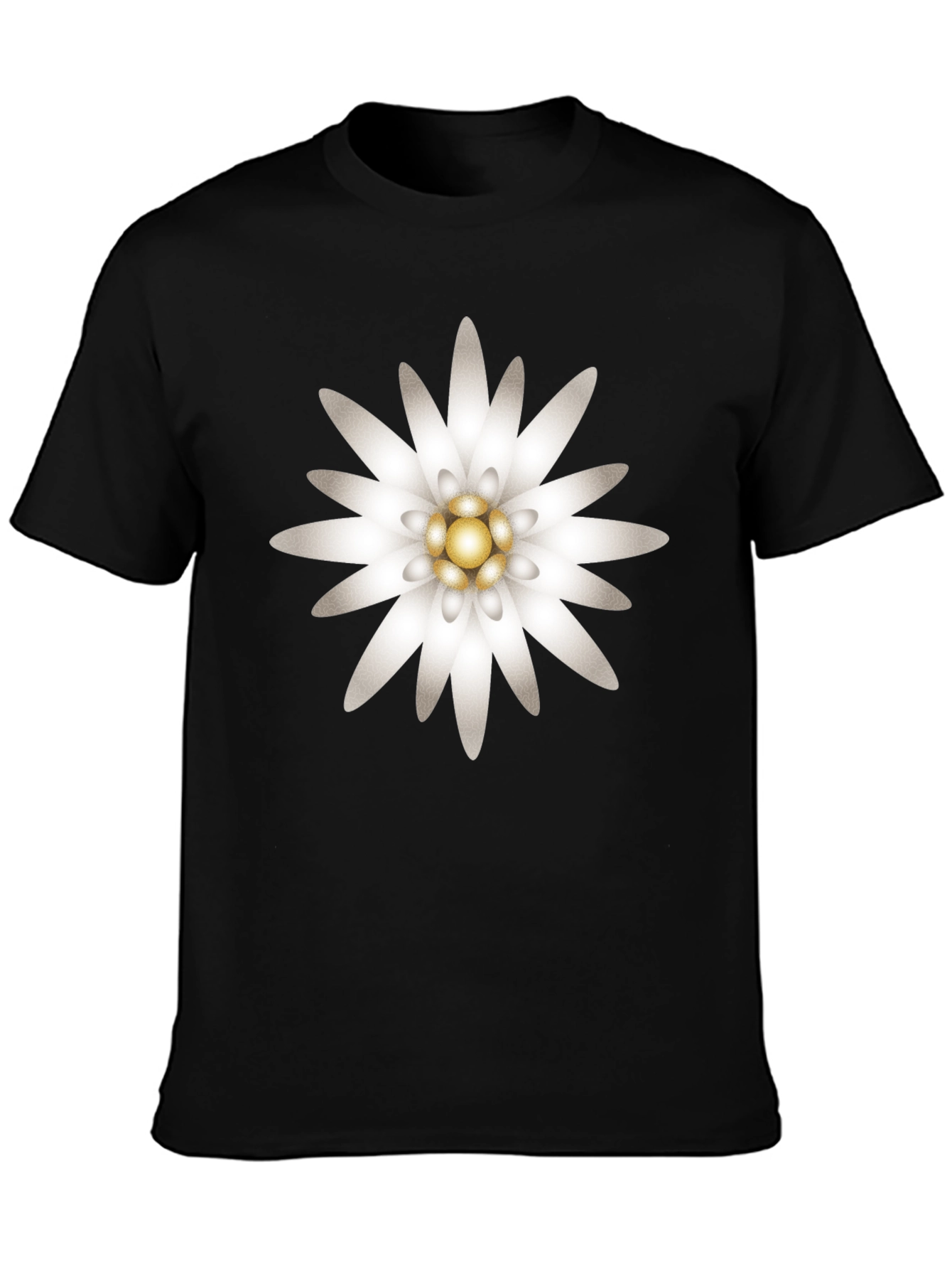 Black Edelweiss Flower Graphic T-Shirt - Black view 3