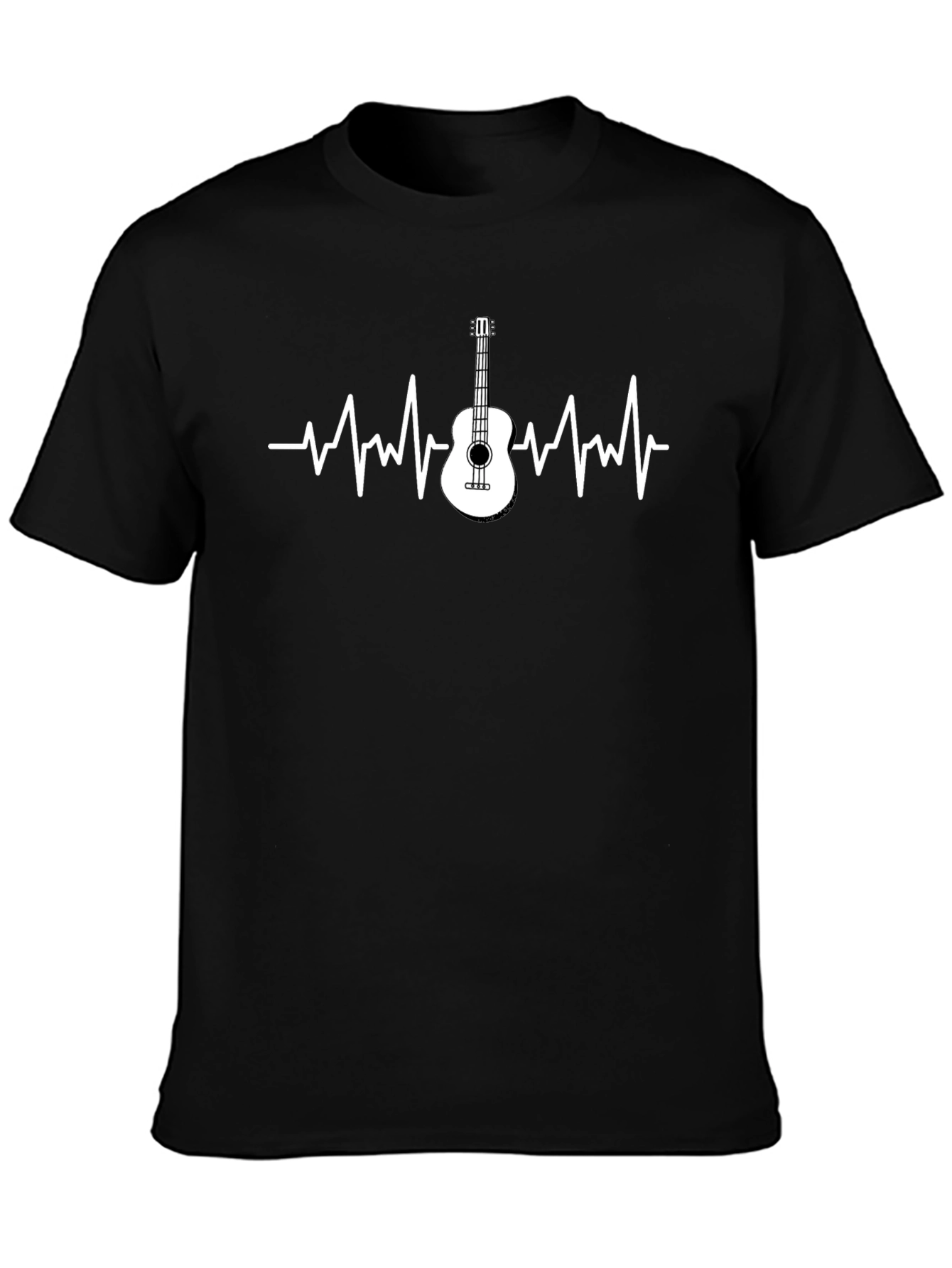 Black Guitar Heartbeat T-Shirt - Music Lover Tee view 3