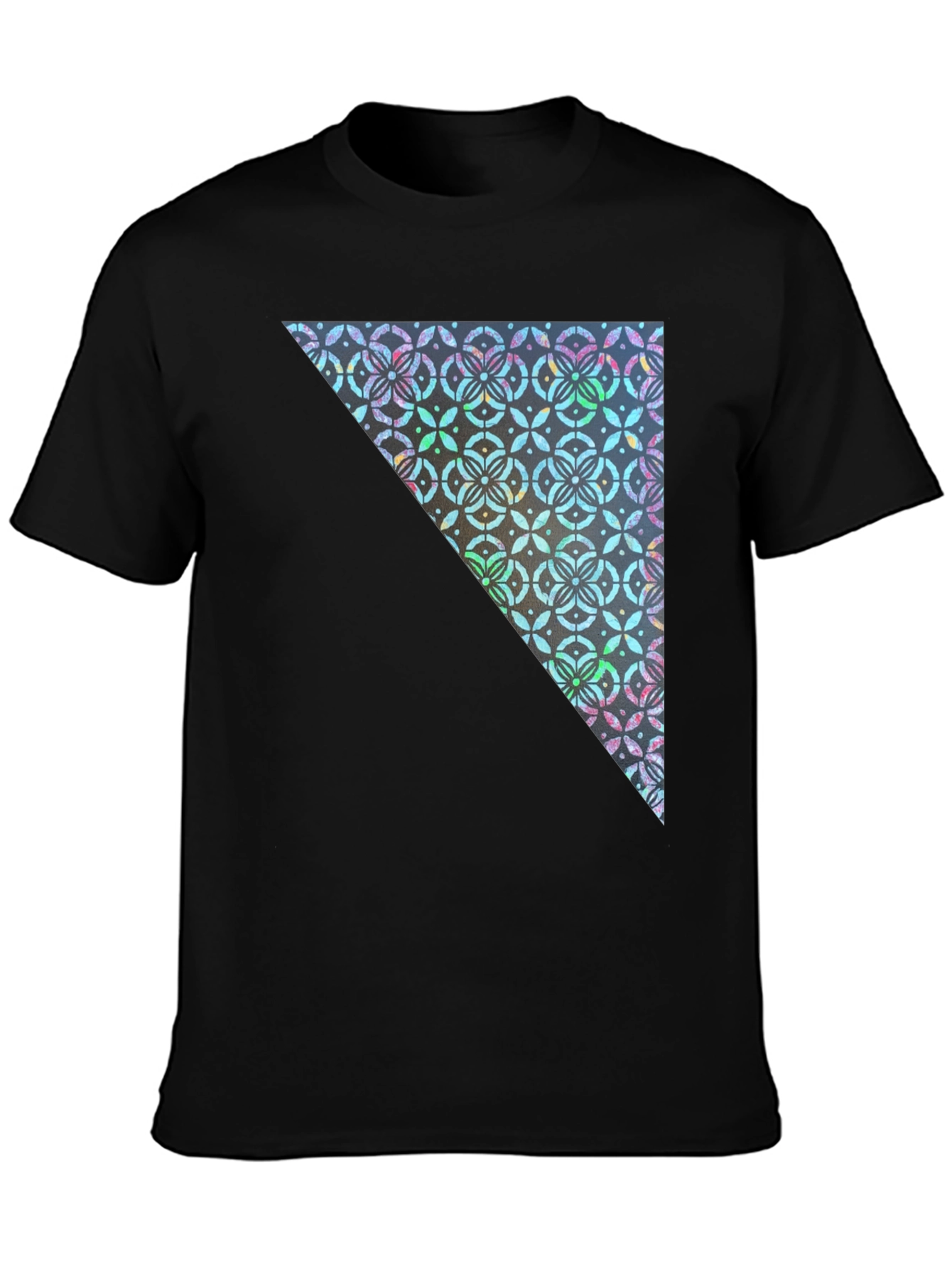 Black Geometric Triangle Print Crew Neck Tee view 3