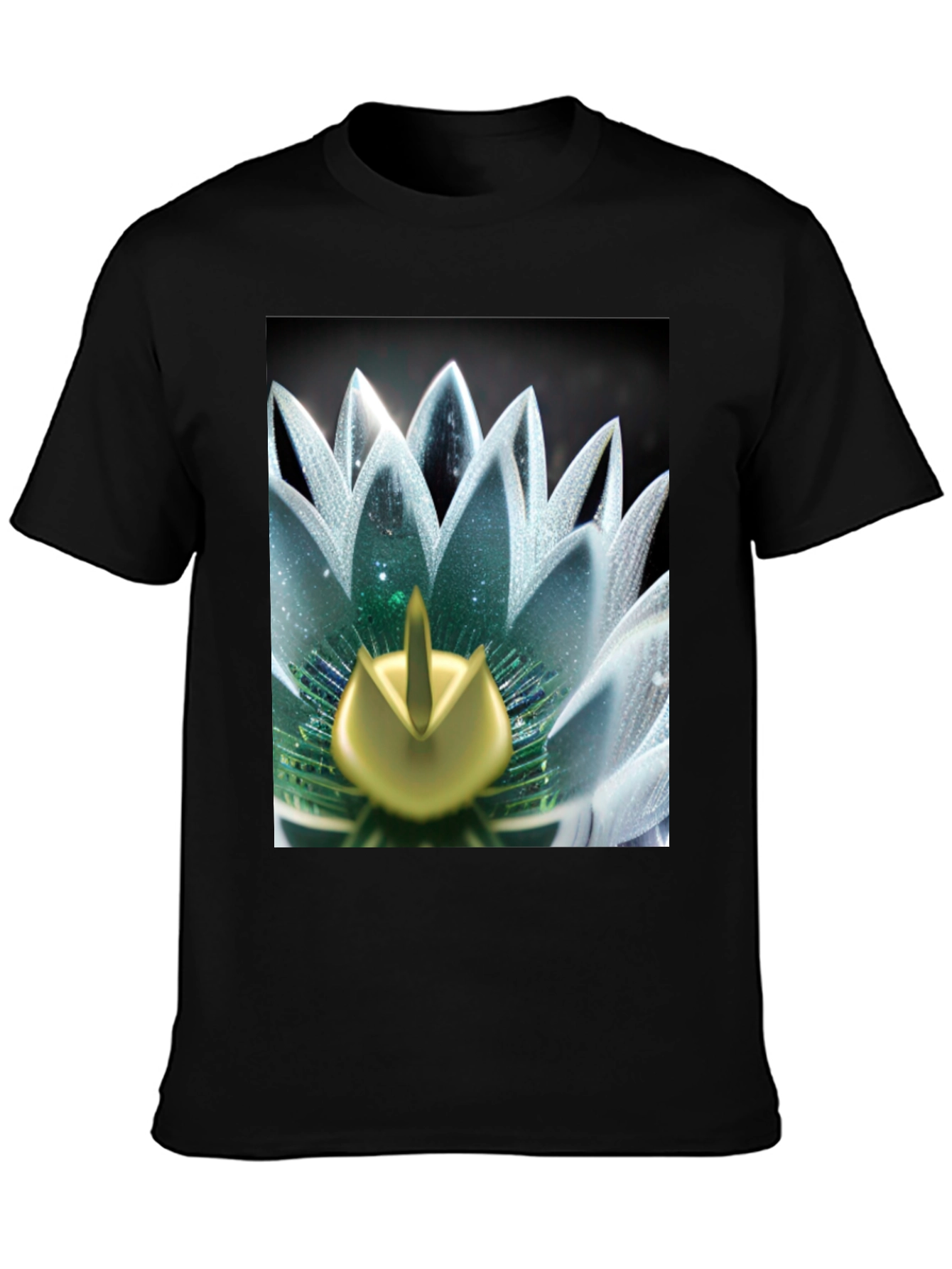 Black Lotus Flower Graphic Tee - Black Cotton Blend view 3