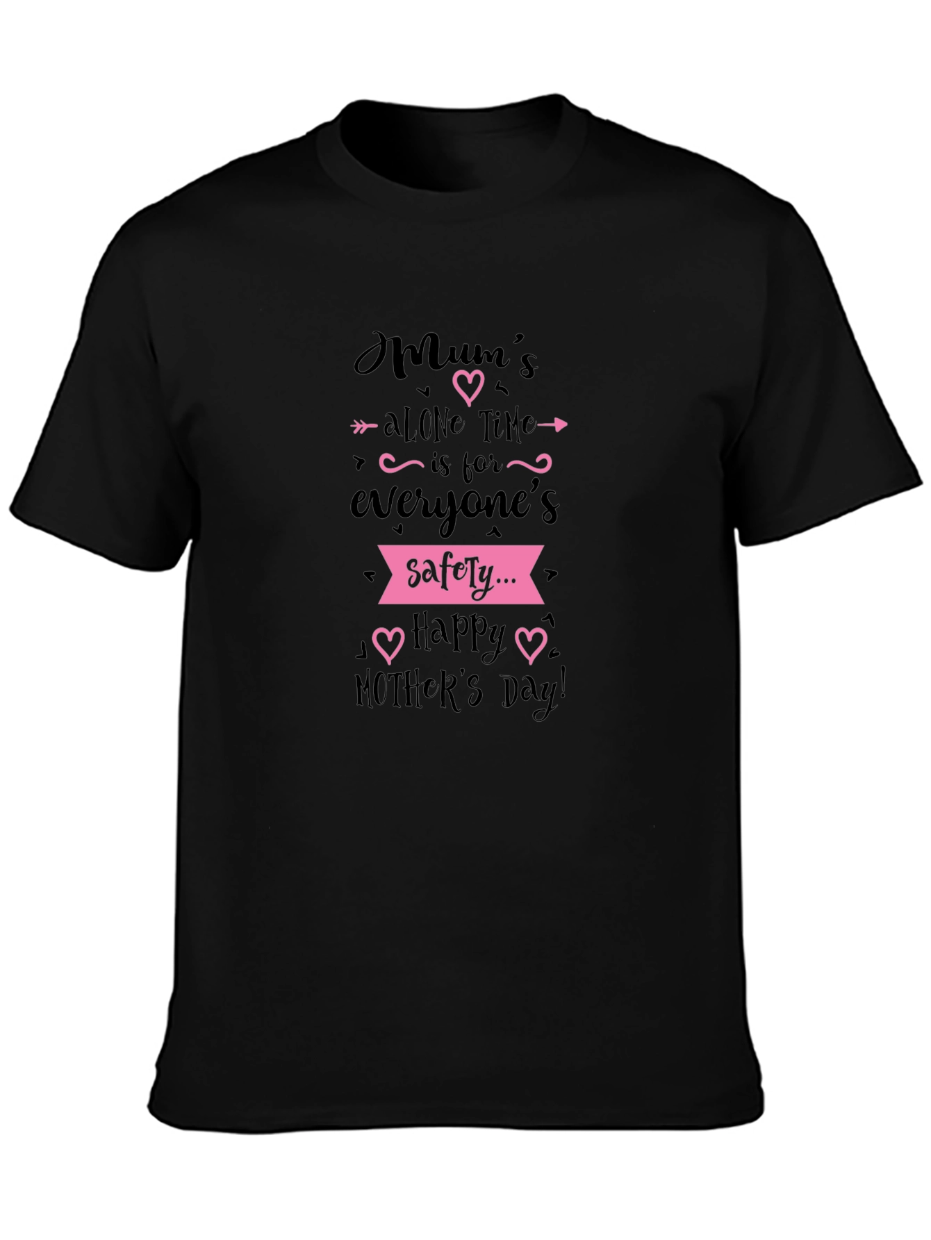 Black Mum's Alone Time Black T-Shirt Mother's Day Gift view 3
