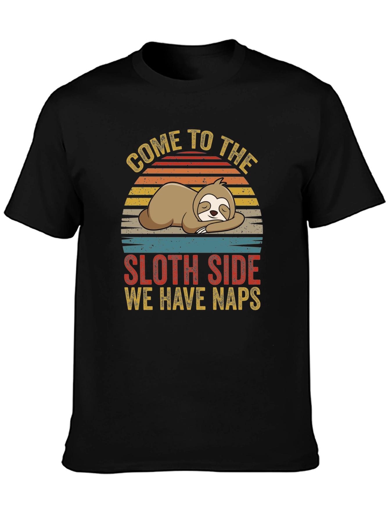 Black Come to the Sloth Side We Have Naps Graphic T-Shirt view 3