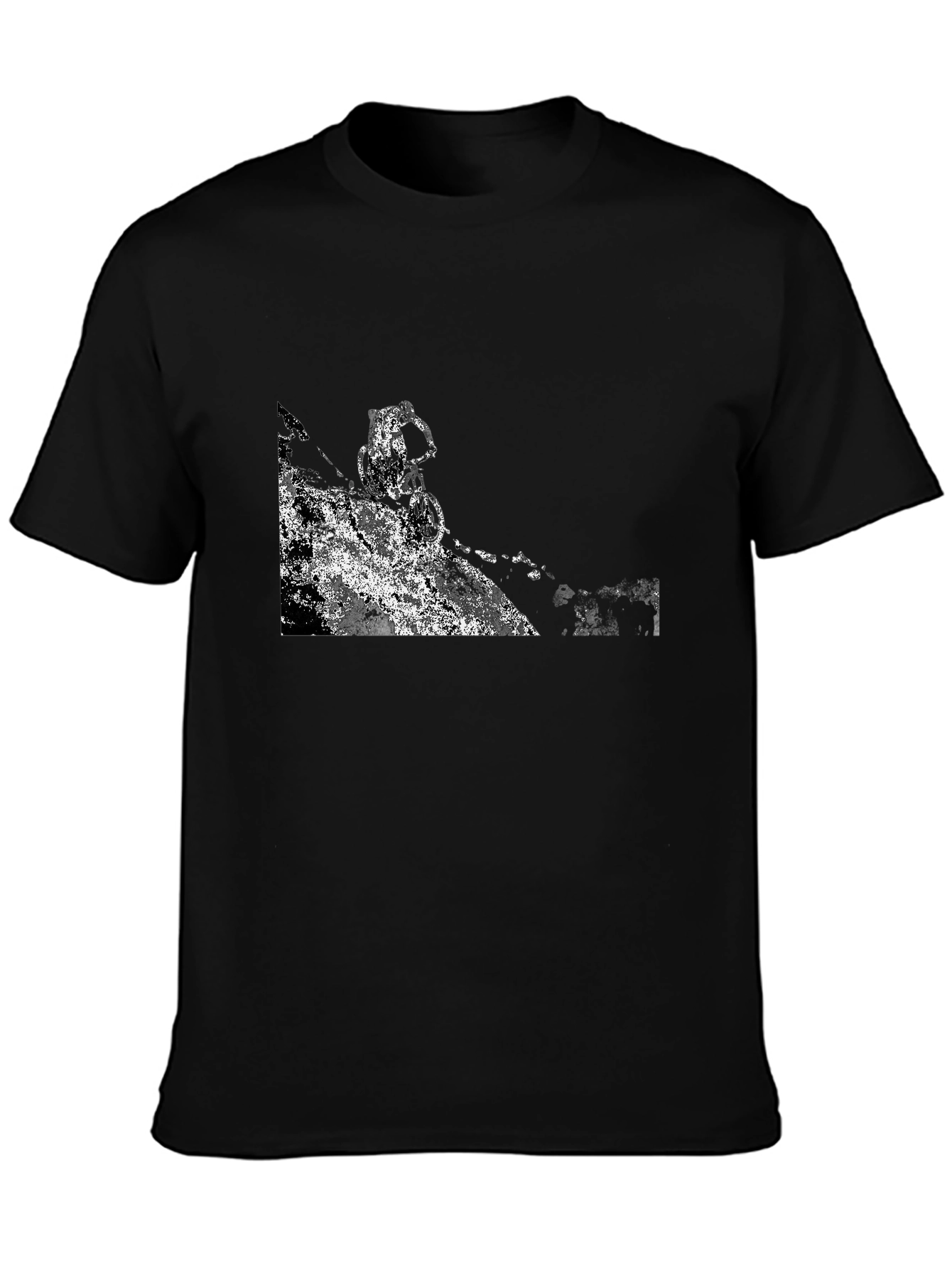 Black Black T-Shirt with Abstract Mountain Bike Graphic view 3