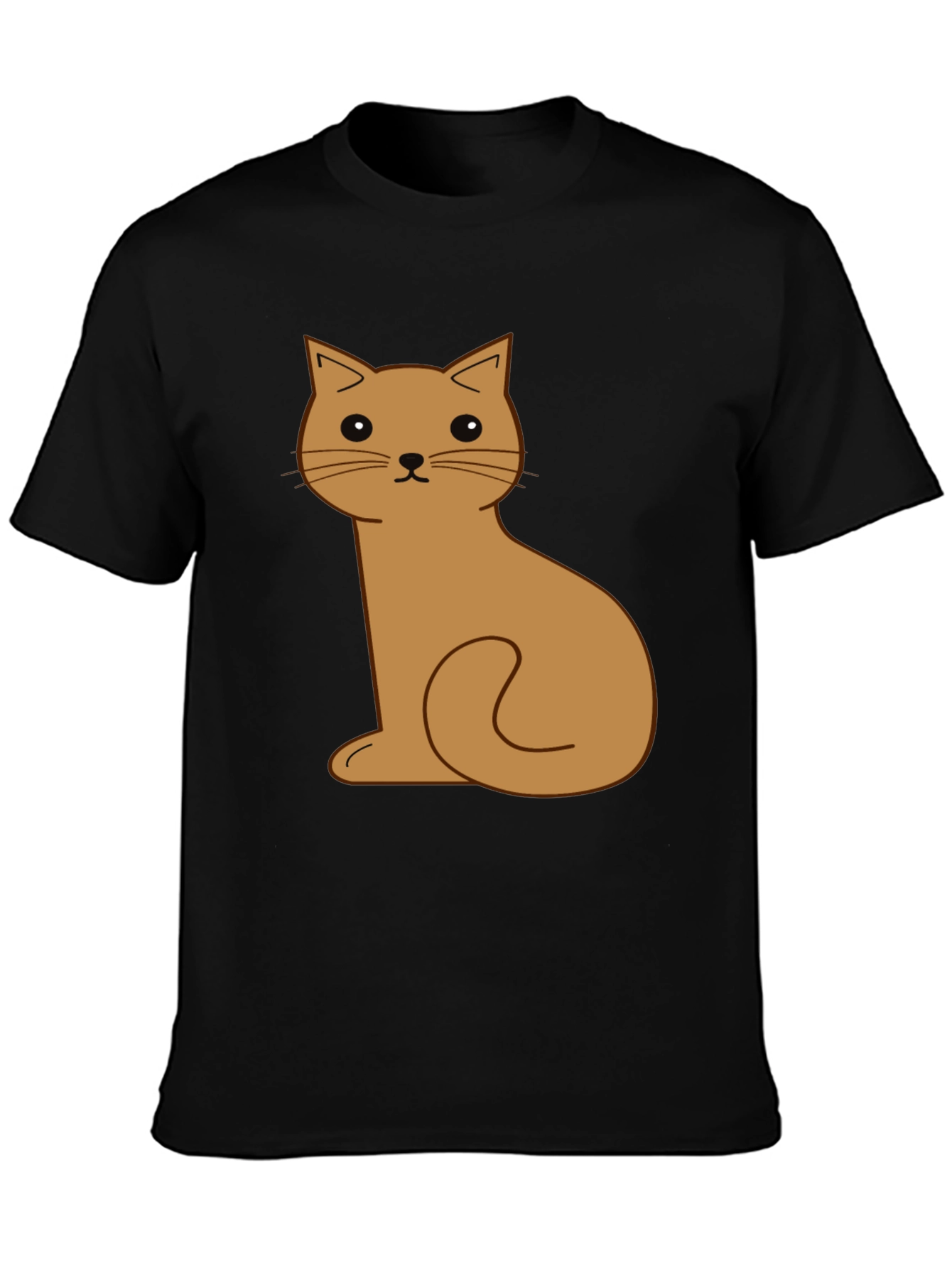 Black Cute Cartoon Cat Graphic T-Shirt view 3