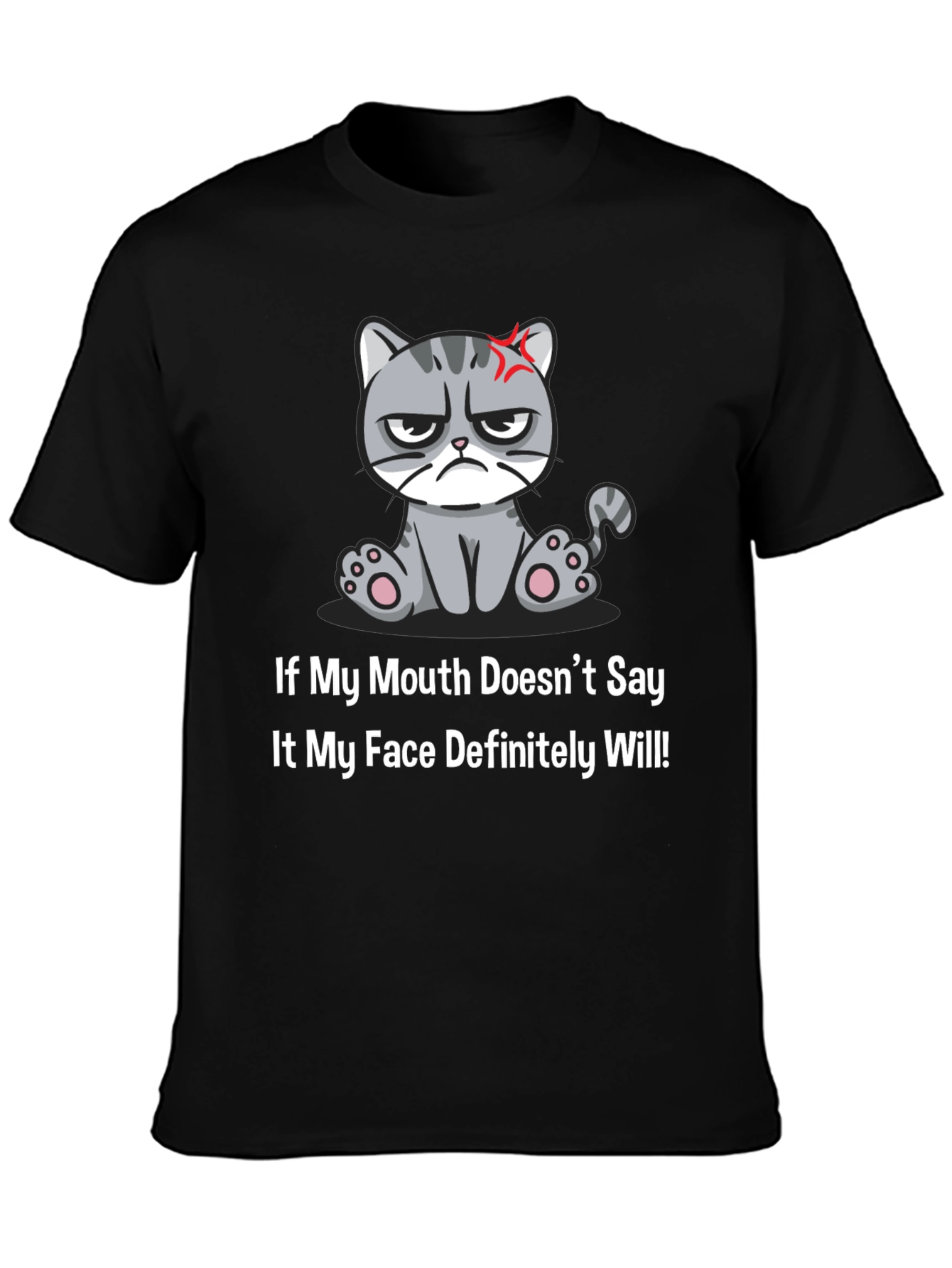 Black Grumpy Cat T-Shirt - Funny Graphic Tee view 3