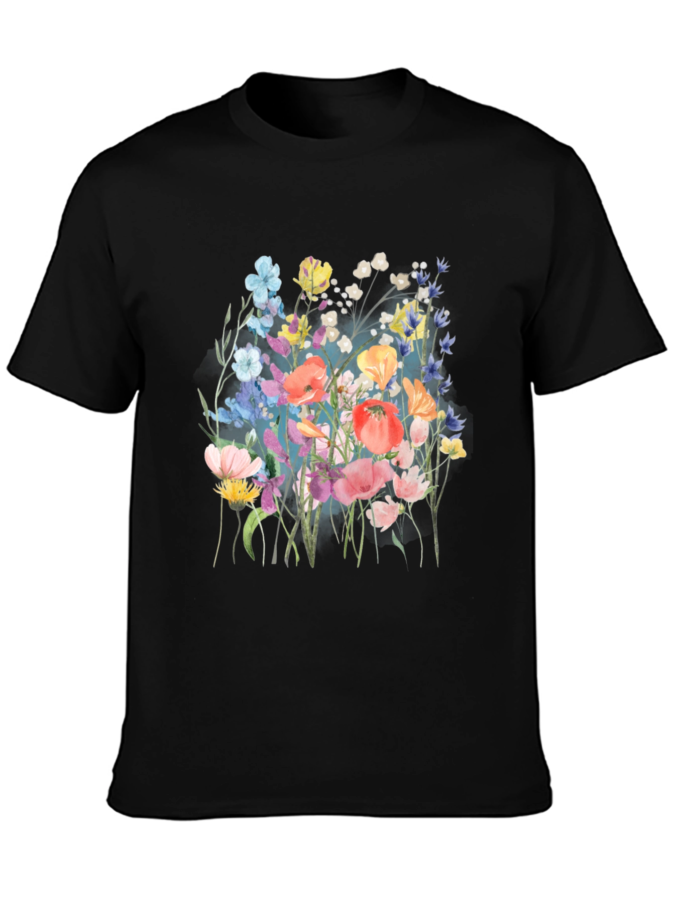 Black Floral Print Black T-Shirt view 3
