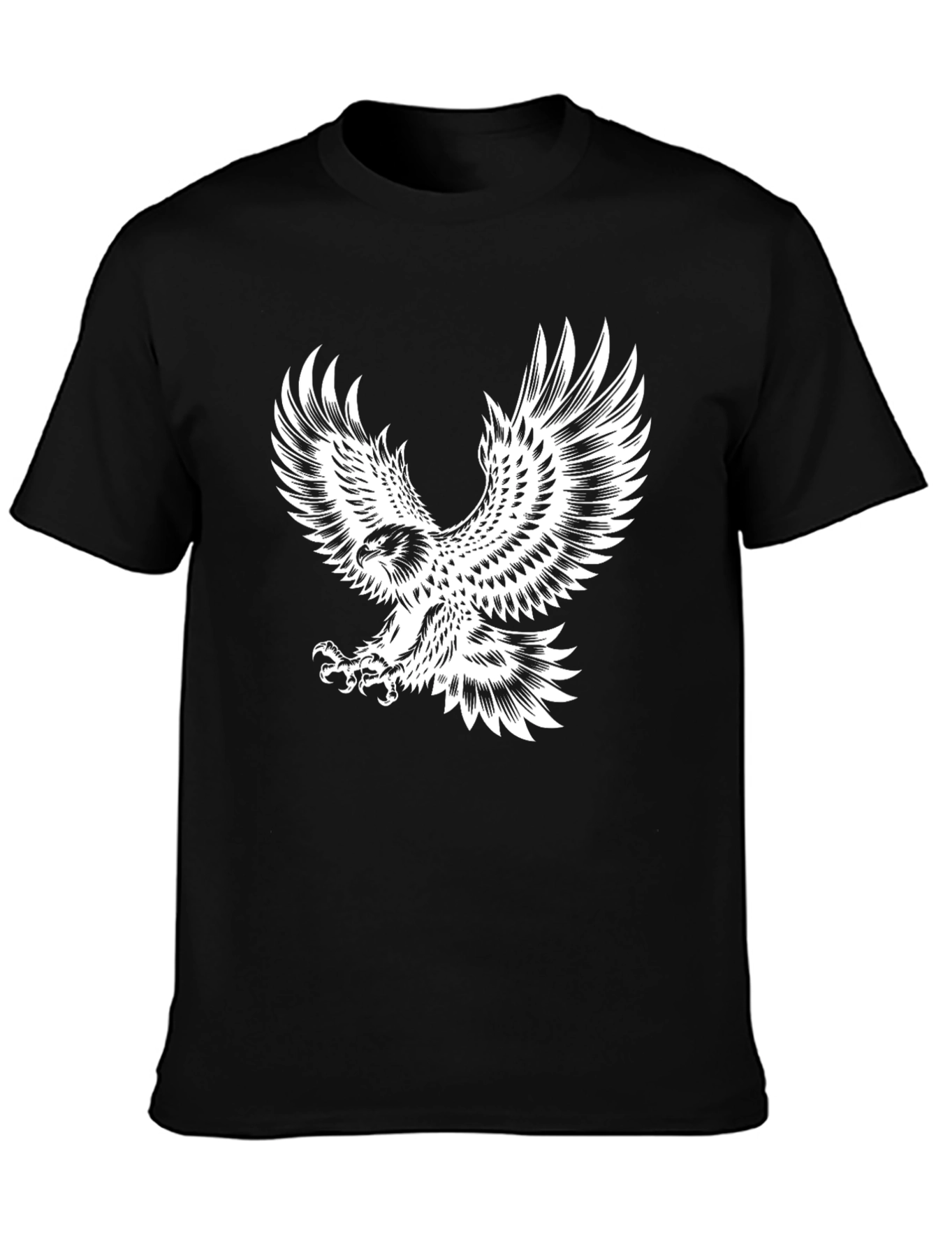 Black Men's Black T-Shirt with Eagle Graphic view 3