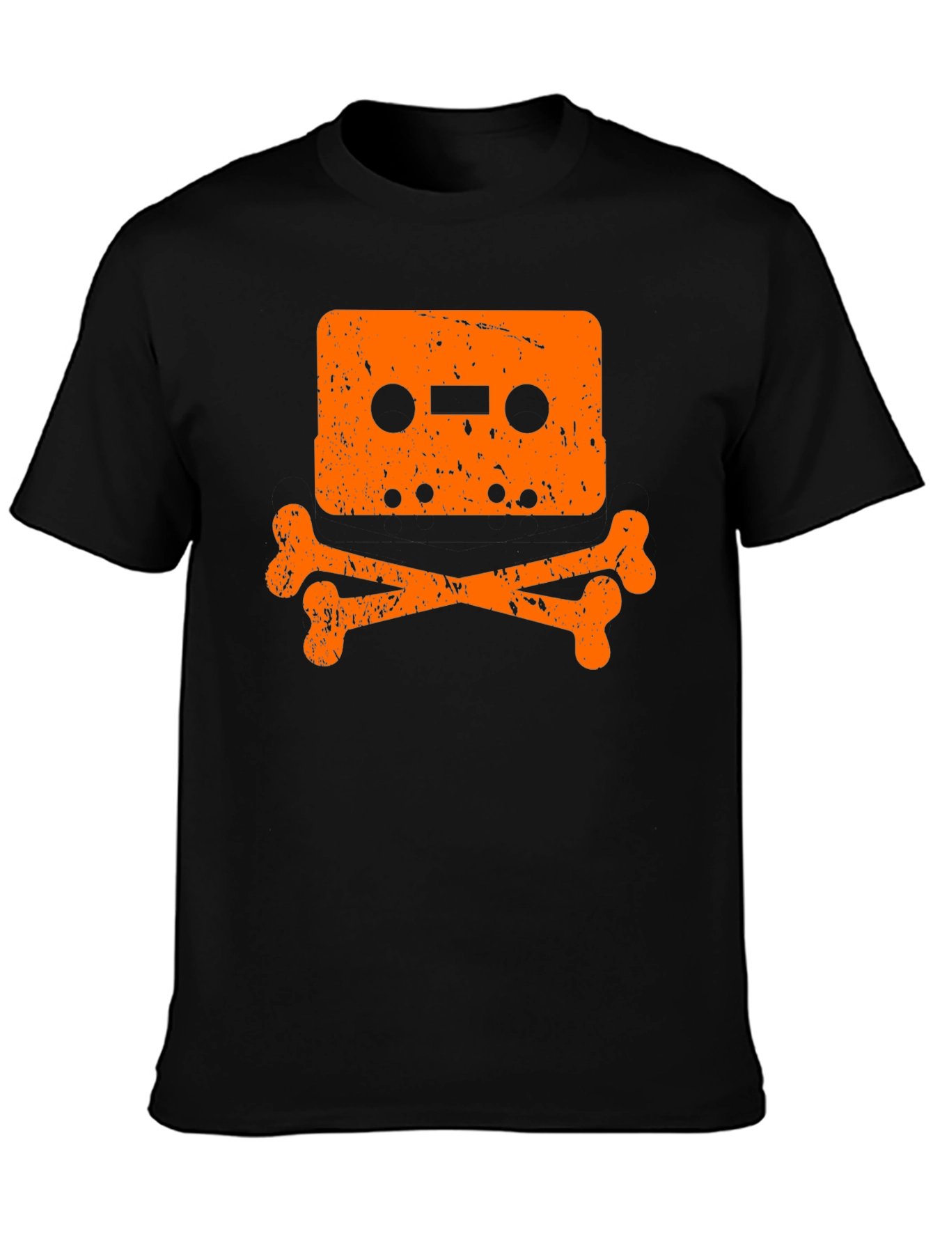 Black Cassette Tape Skull Black T-Shirt view 3